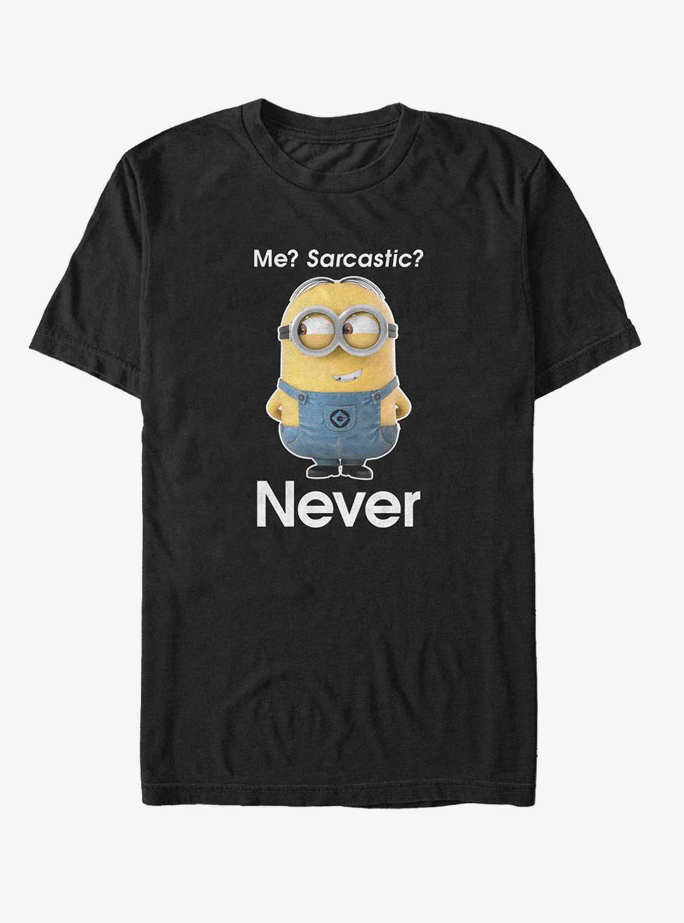 Minion Never Sarcastic T-Shirt, BLACK, hi-res