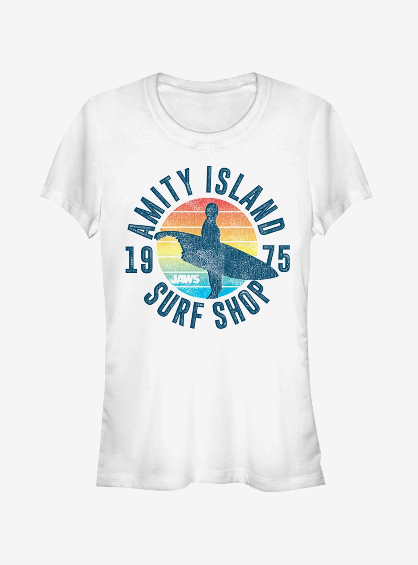 Jaws Retro Amity Island Surf Shop Girls T-Shirt, WHITE, hi-res