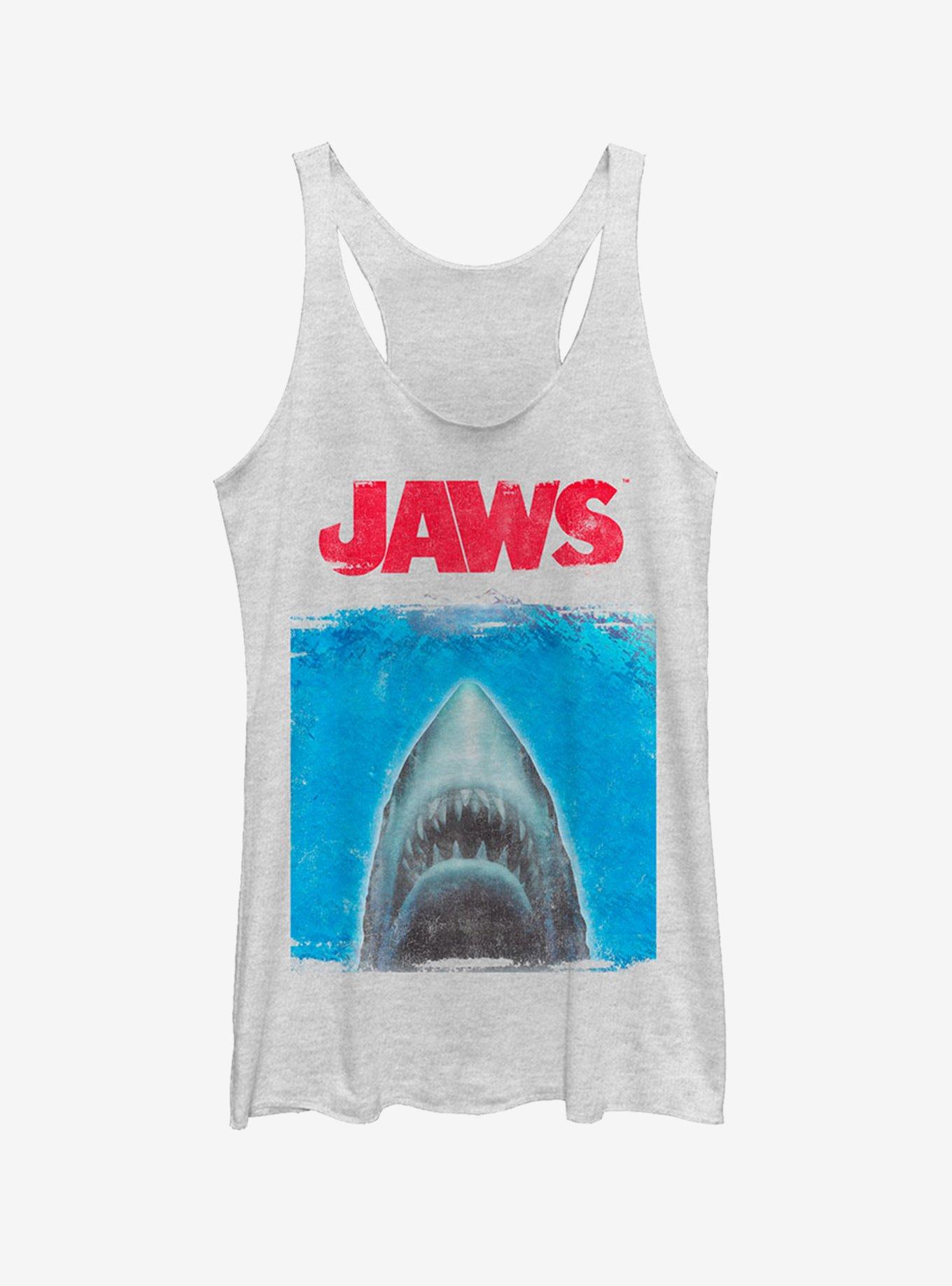 Shark Movie Poster Girls Tank, WHITE HTR, hi-res