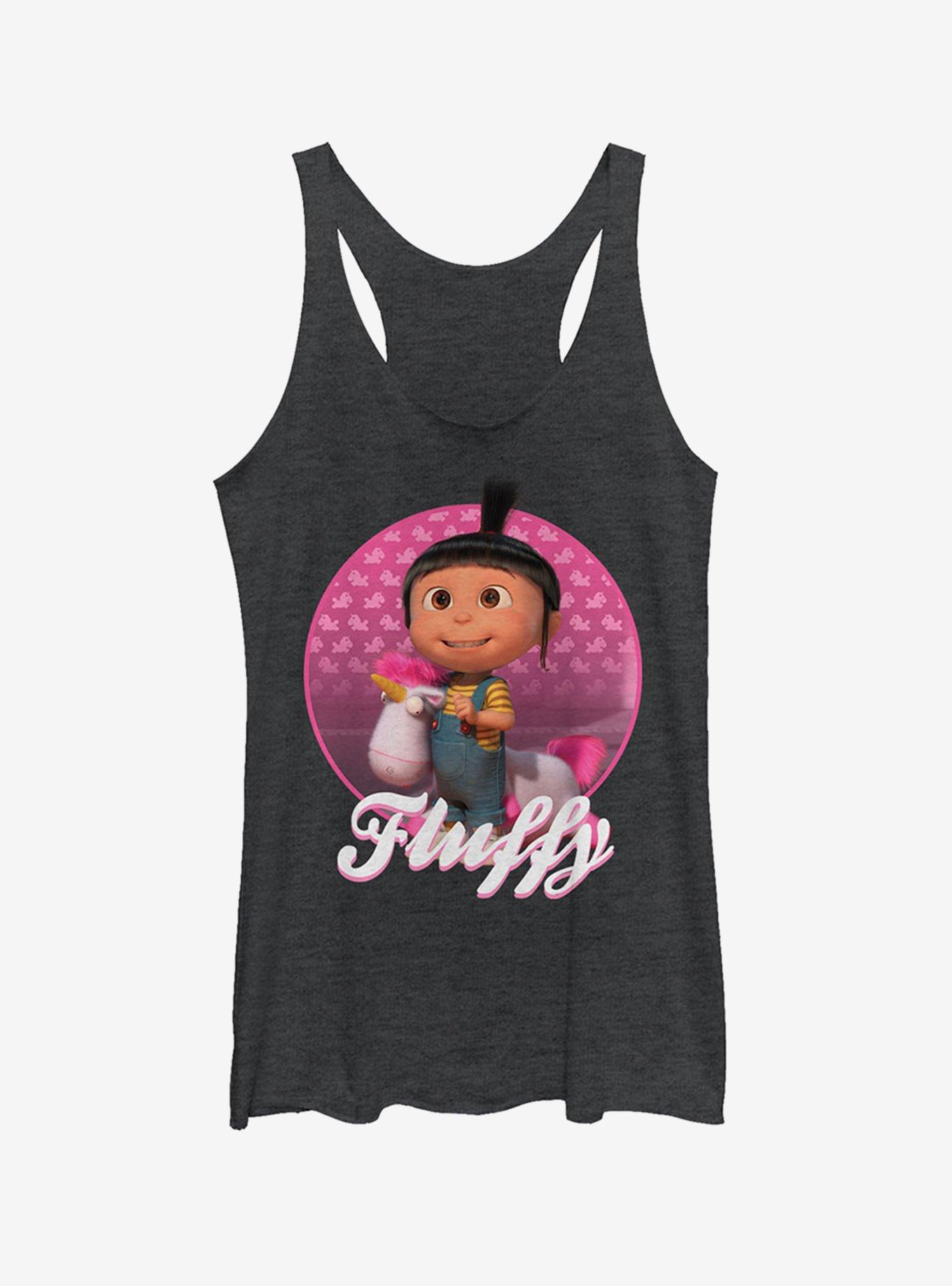 Agnes Fluffy Unicorn Girls Tank, BLK HTR, hi-res