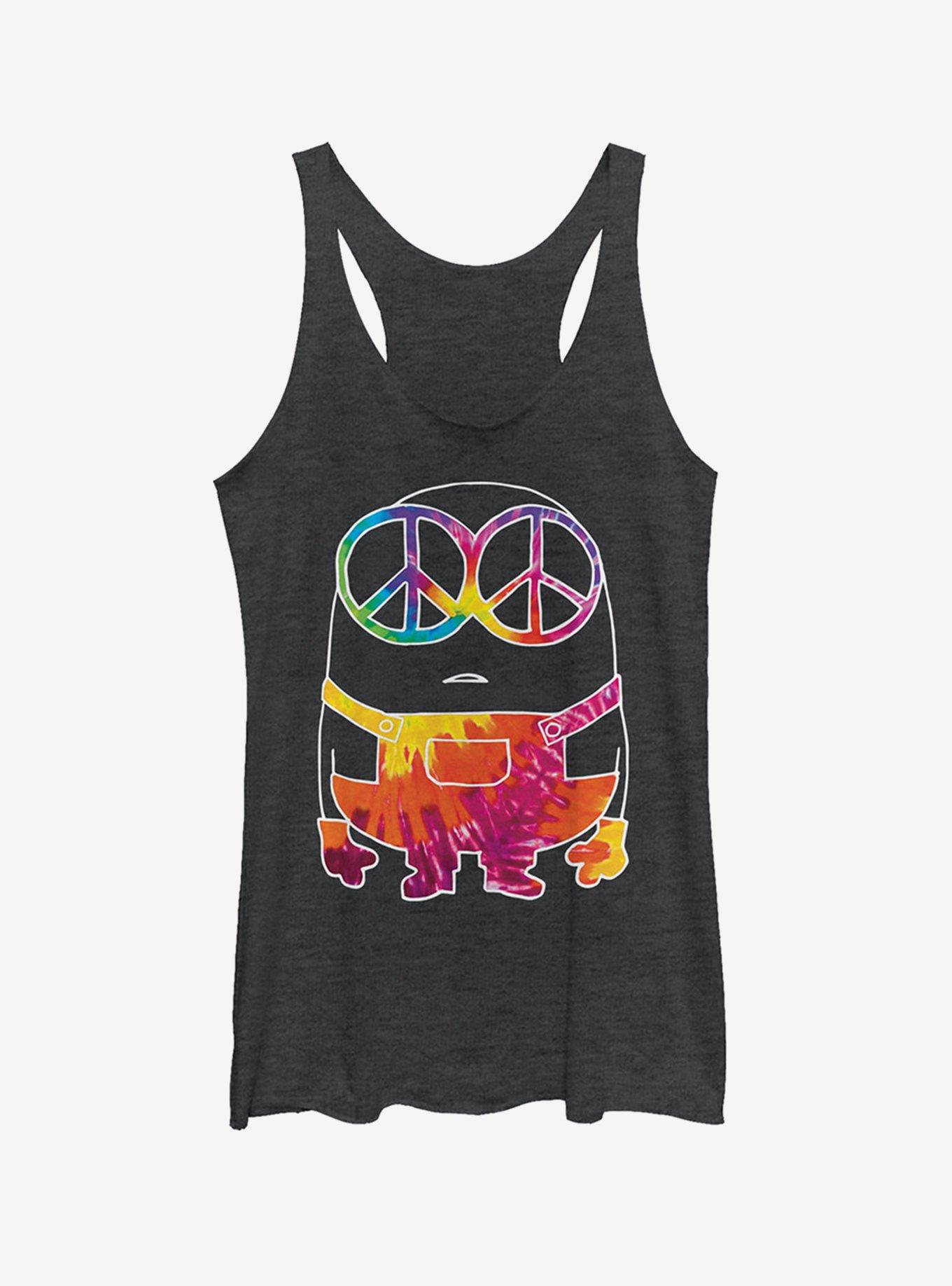 Minion Tie-Dye Girls Tank, BLK HTR, hi-res