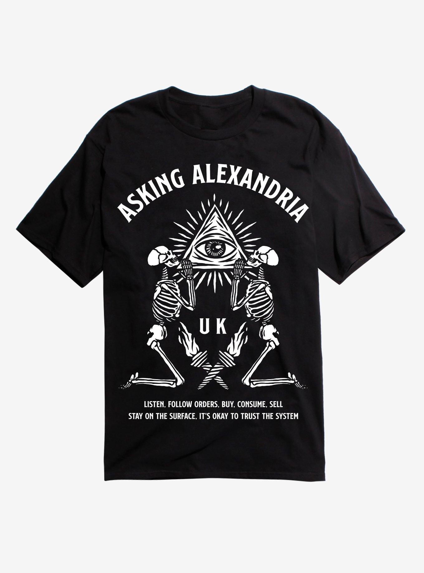 Asking Alexandria Praying Skeletons T-Shirt, BLACK, hi-res