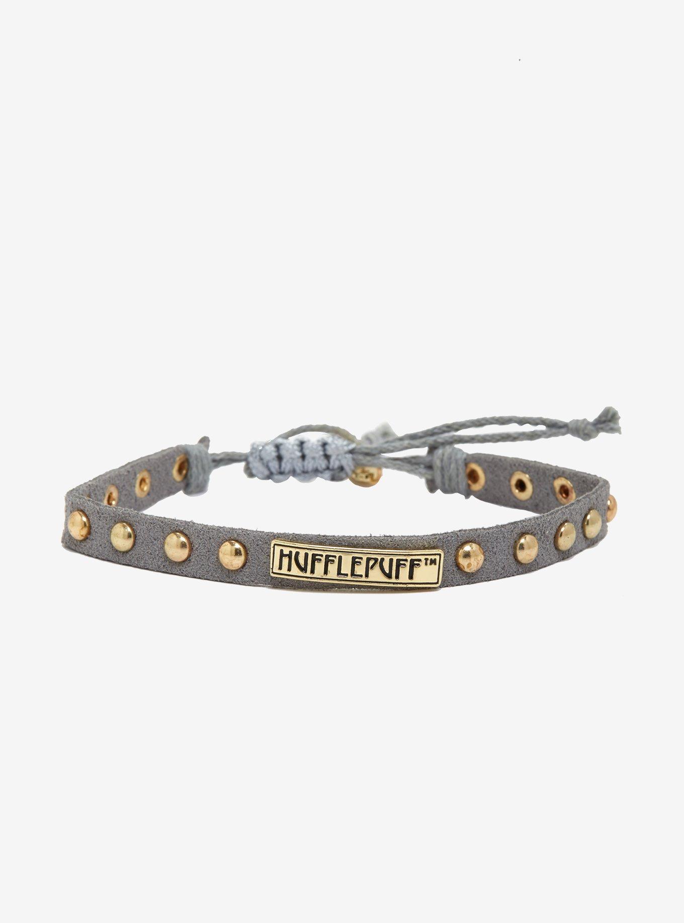 Harry Potter Hufflepuff Nameplate Stud Suede Bracelet, , hi-res