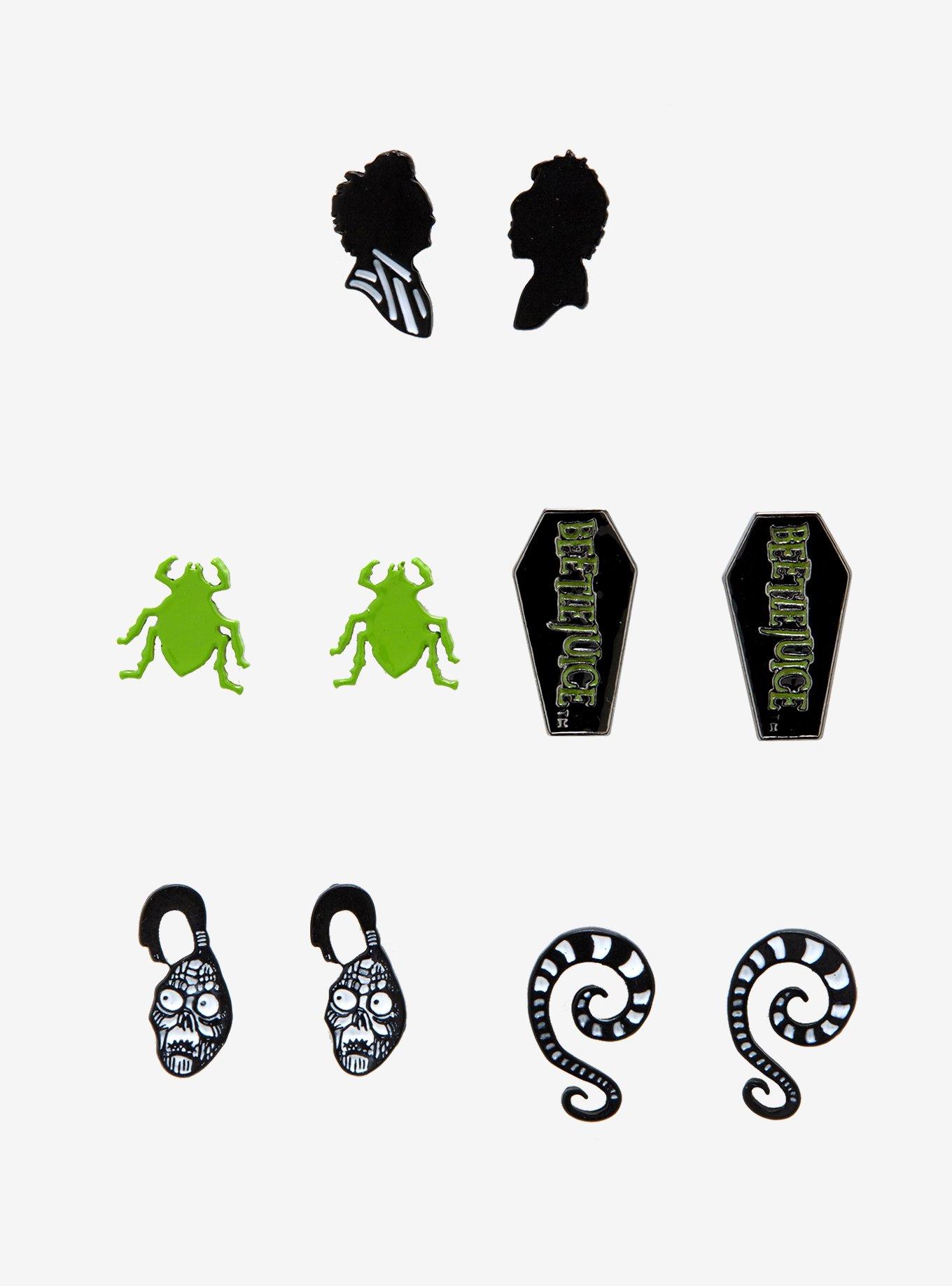 Beetlejuice Beetle Coffin Earring Set, , hi-res