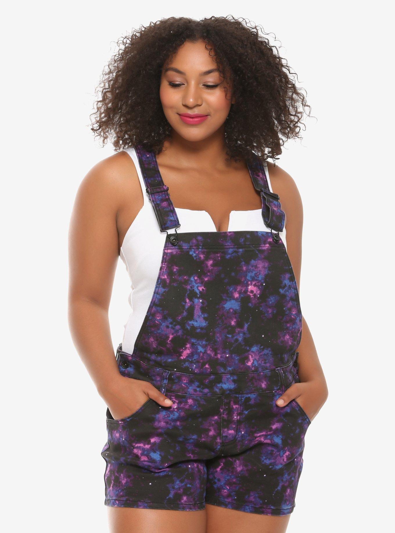 Galaxy Tie-Dye Shortalls Plus Size, MULTI, hi-res