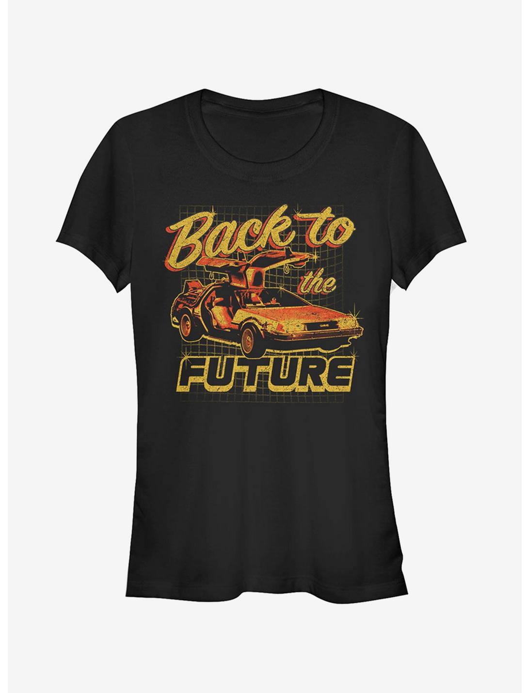 DeLorean Schematic Print Girls T-Shirt, BLACK, hi-res