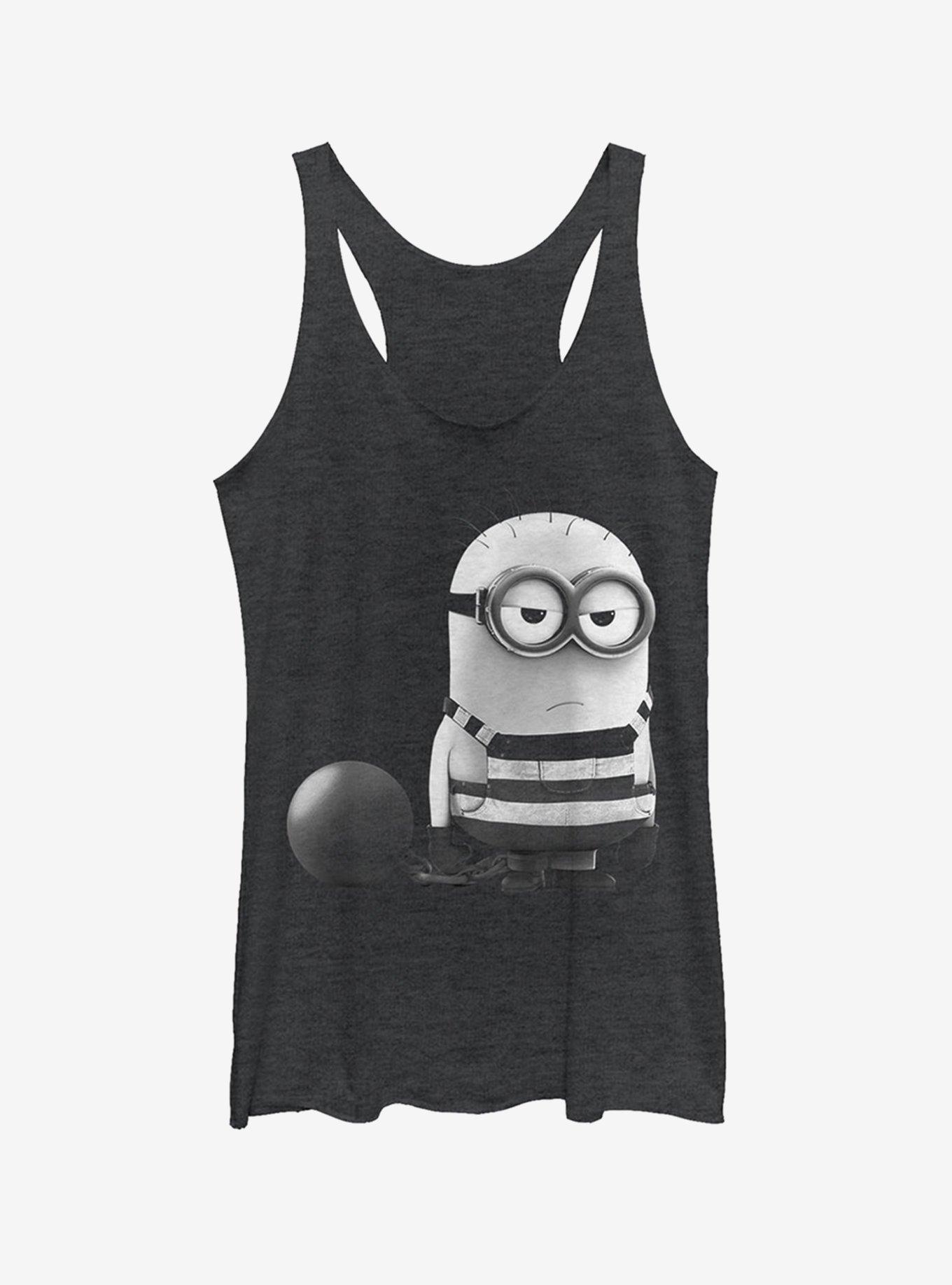 Minion Grumpy Prisoner Girls Tank, BLK HTR, hi-res