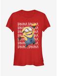 Minions Banana Repeat Girls T-Shirt, RED, hi-res