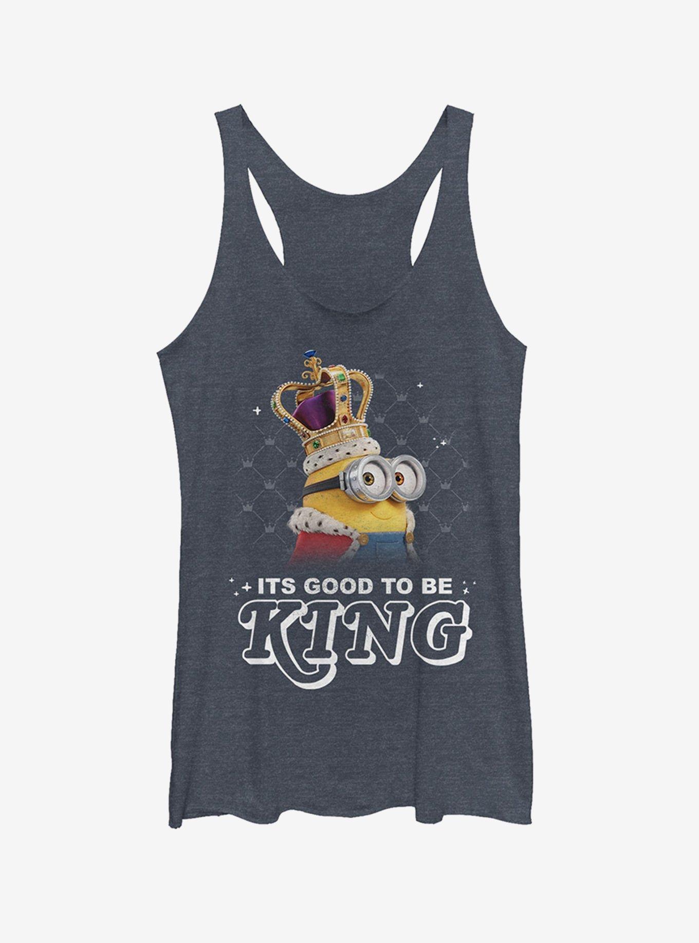 Minion Good to Be King Girls Tank, NAVY HTR, hi-res