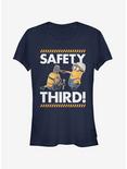 Minions Safety Third Girls T-Shirt, NAVY, hi-res