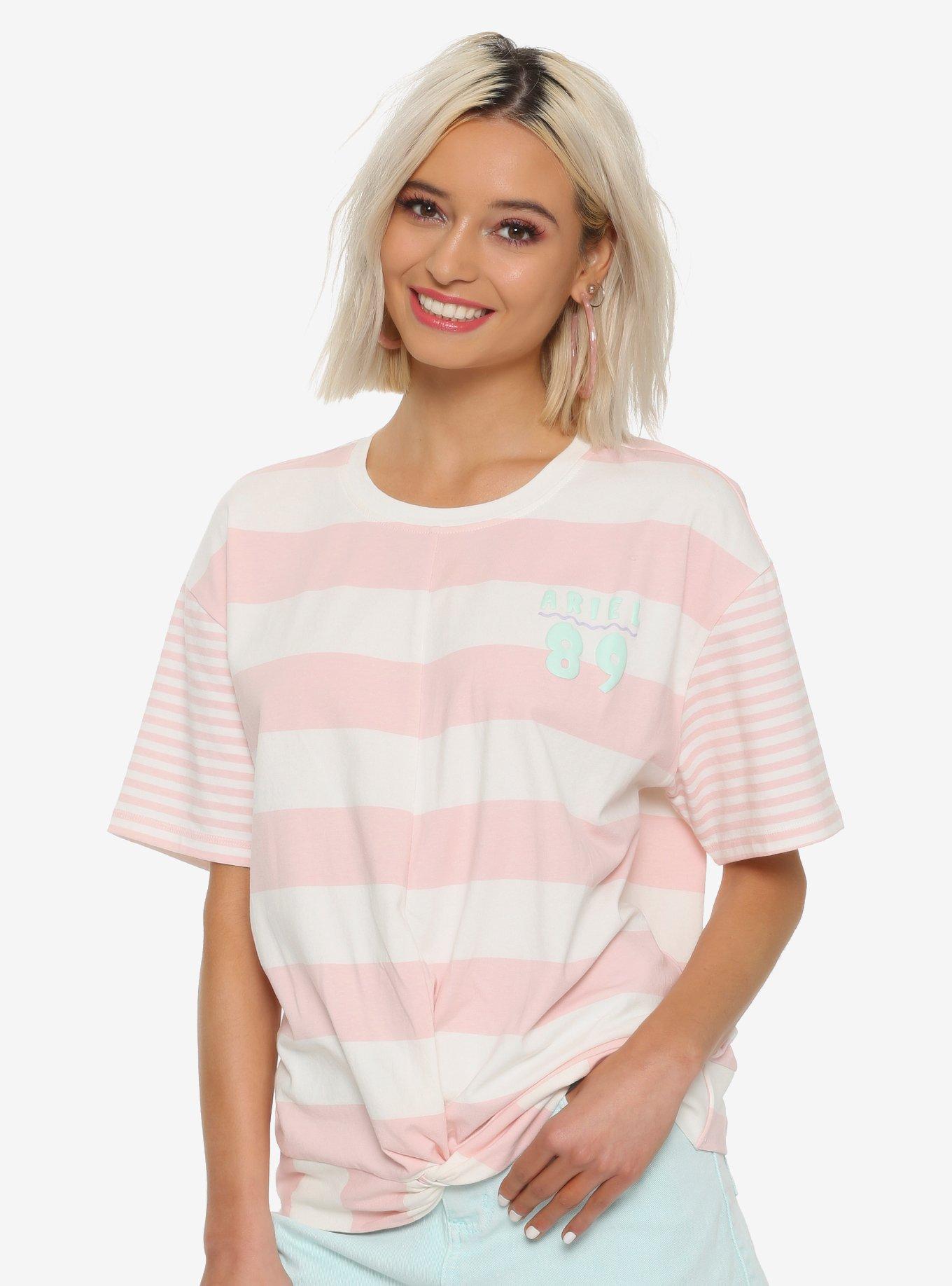 Disney The Little Mermaid 30th Anniversary Girls Striped Twist Front Top, MULTI, hi-res