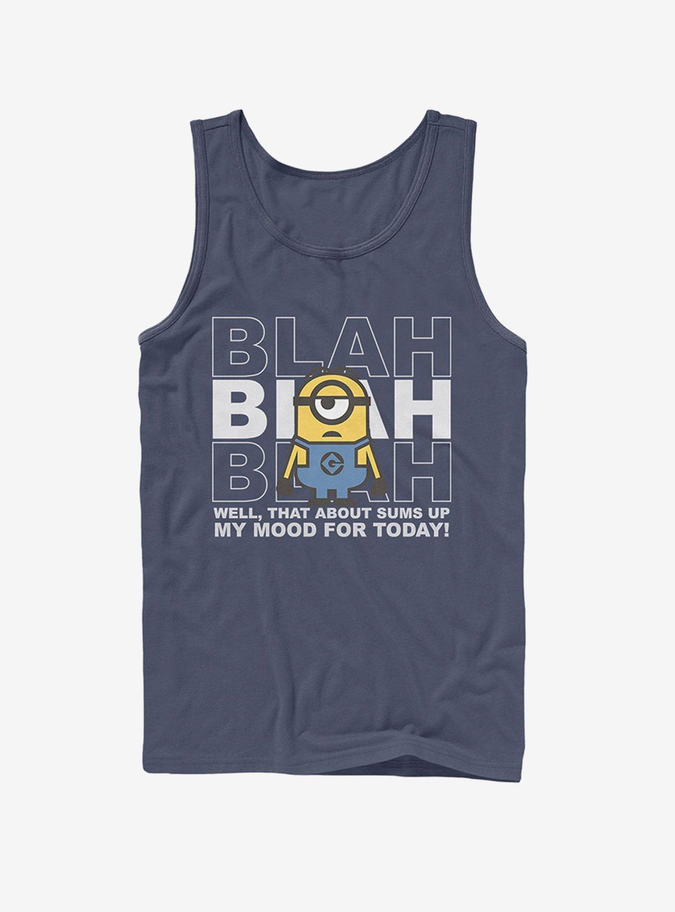 Minion Blah Mood Today Tank, NAVY, hi-res