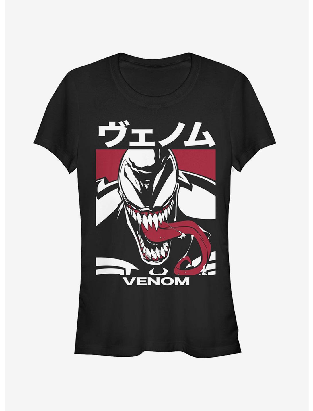 Marvel Venom Japanese Text Character Girls T-Shirt, BLACK, hi-res