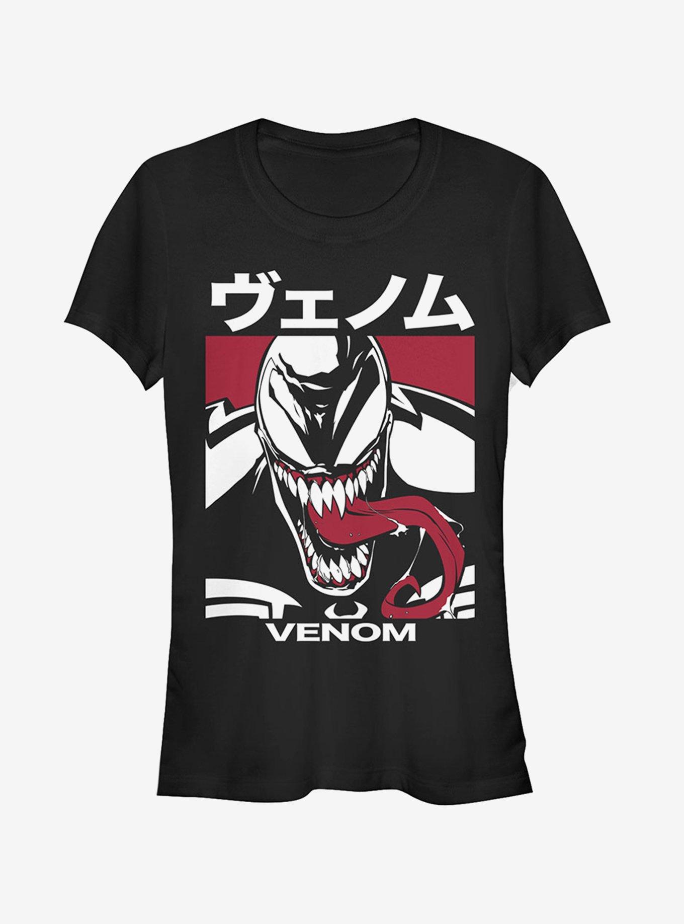 Marvel Venom Japanese Text Character Girls T-Shirt, BLACK, hi-res