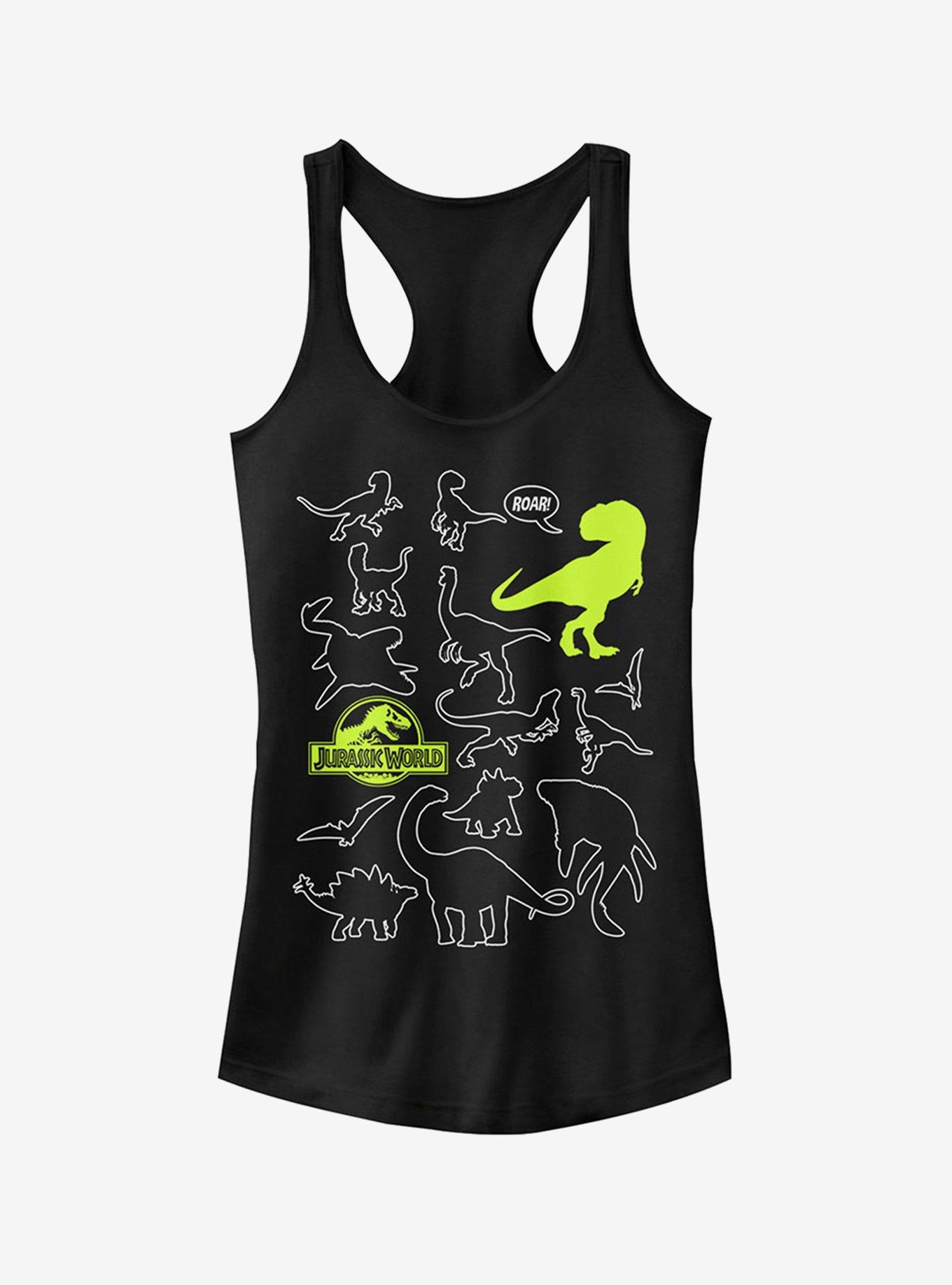 Jurassic World Fallen Kingdom Dinosaur Outline Girls Tank, BLACK, hi-res