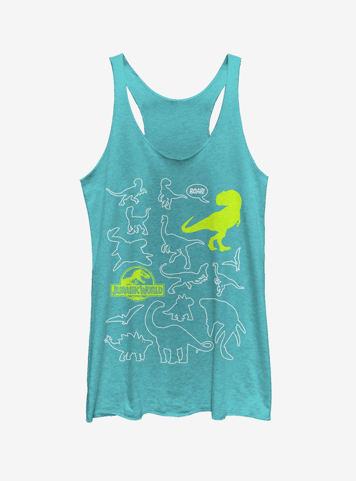 Jurassic World Fallen Kingdom Dinosaur Outline Girls Tank, TAHI BLUE, hi-res