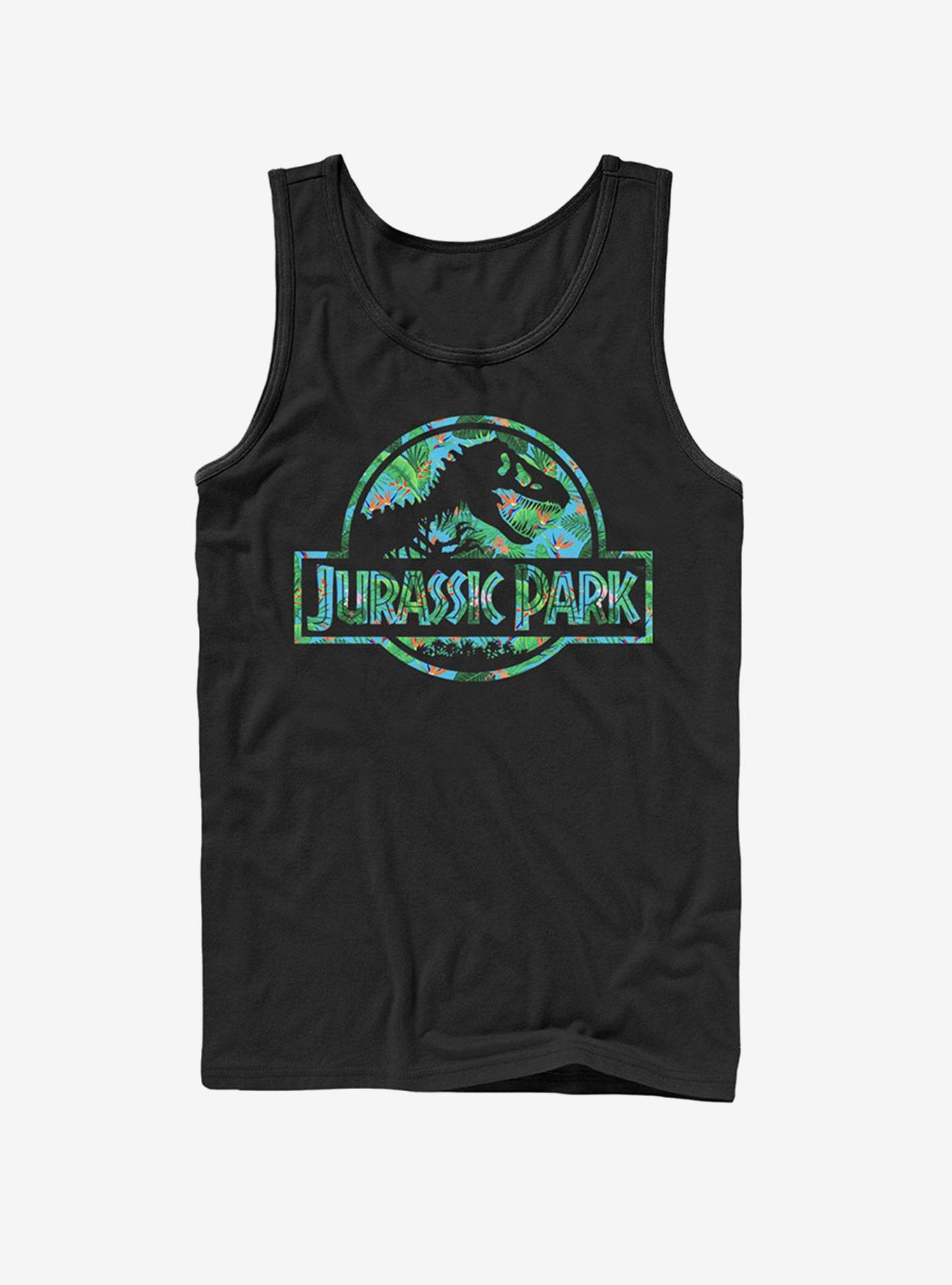 Floral T Rex Logo Tank, BLACK, hi-res