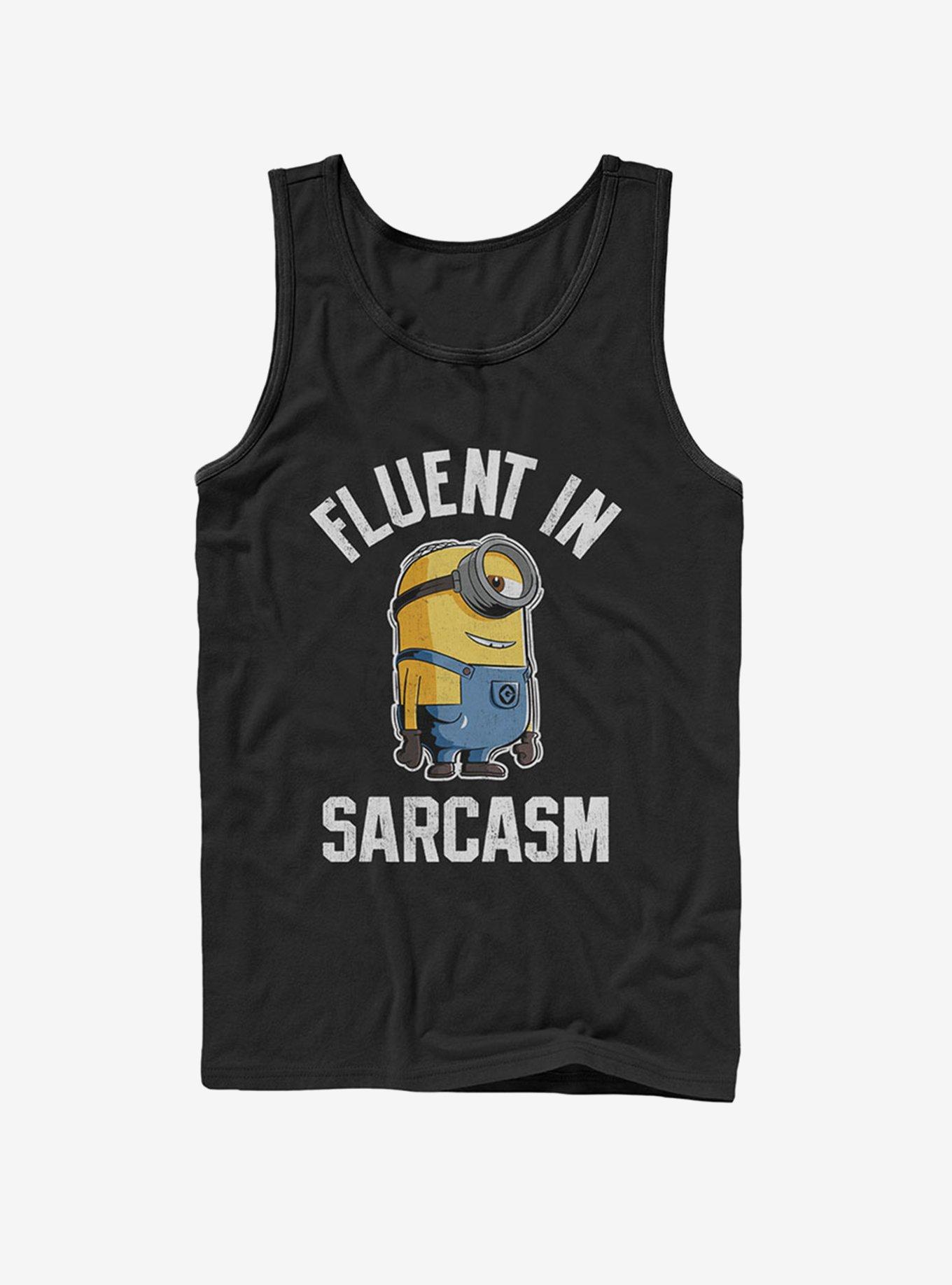 Minion Fluent in Sarcasm Tank, BLACK, hi-res