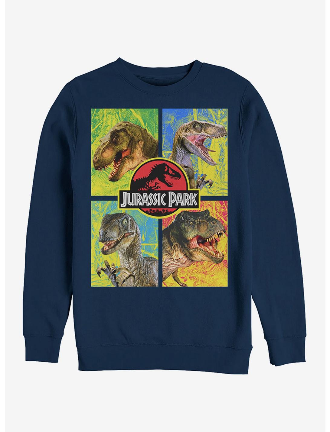 T. Rex and Velociraptor Sweatshirt, NAVY, hi-res