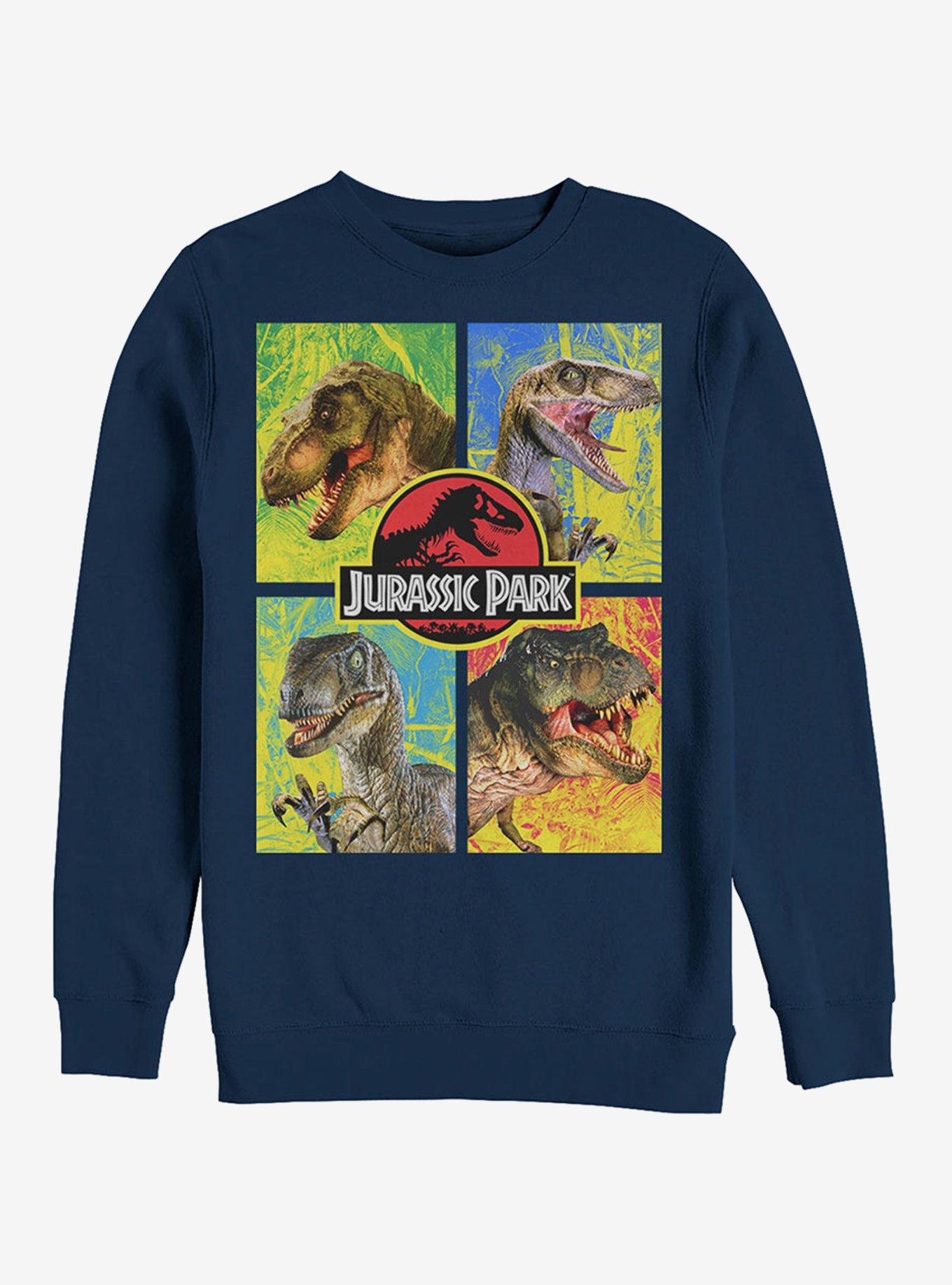 T. Rex and Velociraptor Sweatshirt, NAVY, hi-res