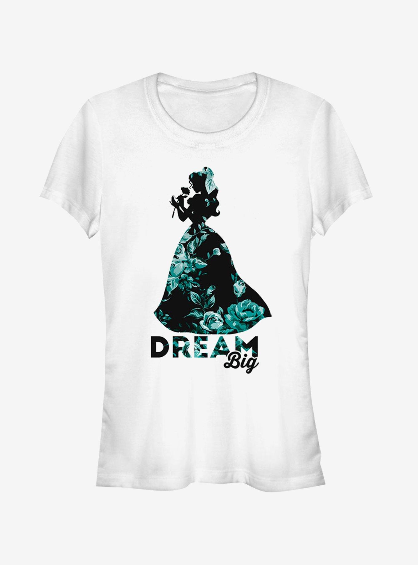 Disney Belle Dream Big Floral Print Girls T-Shirt, WHITE, hi-res