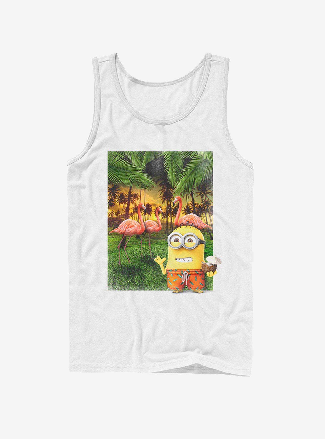 Minion Flamingo Vacation Tank, WHITE, hi-res