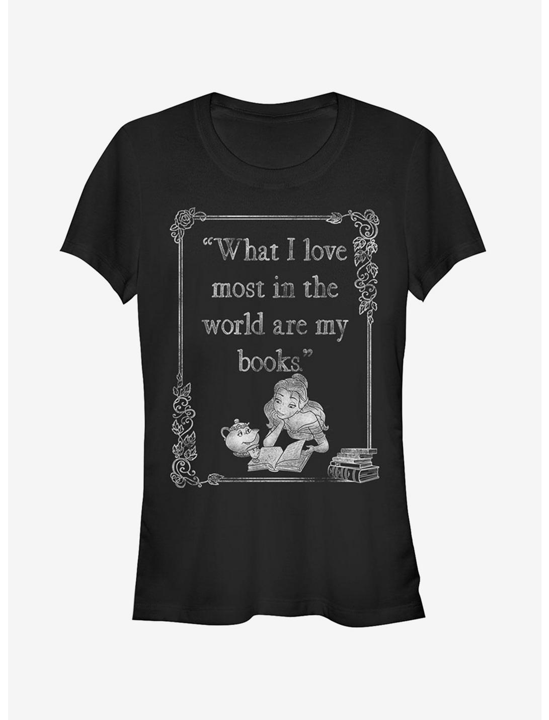 Disney Belle Loves Books Girls T-Shirt, BLACK, hi-res