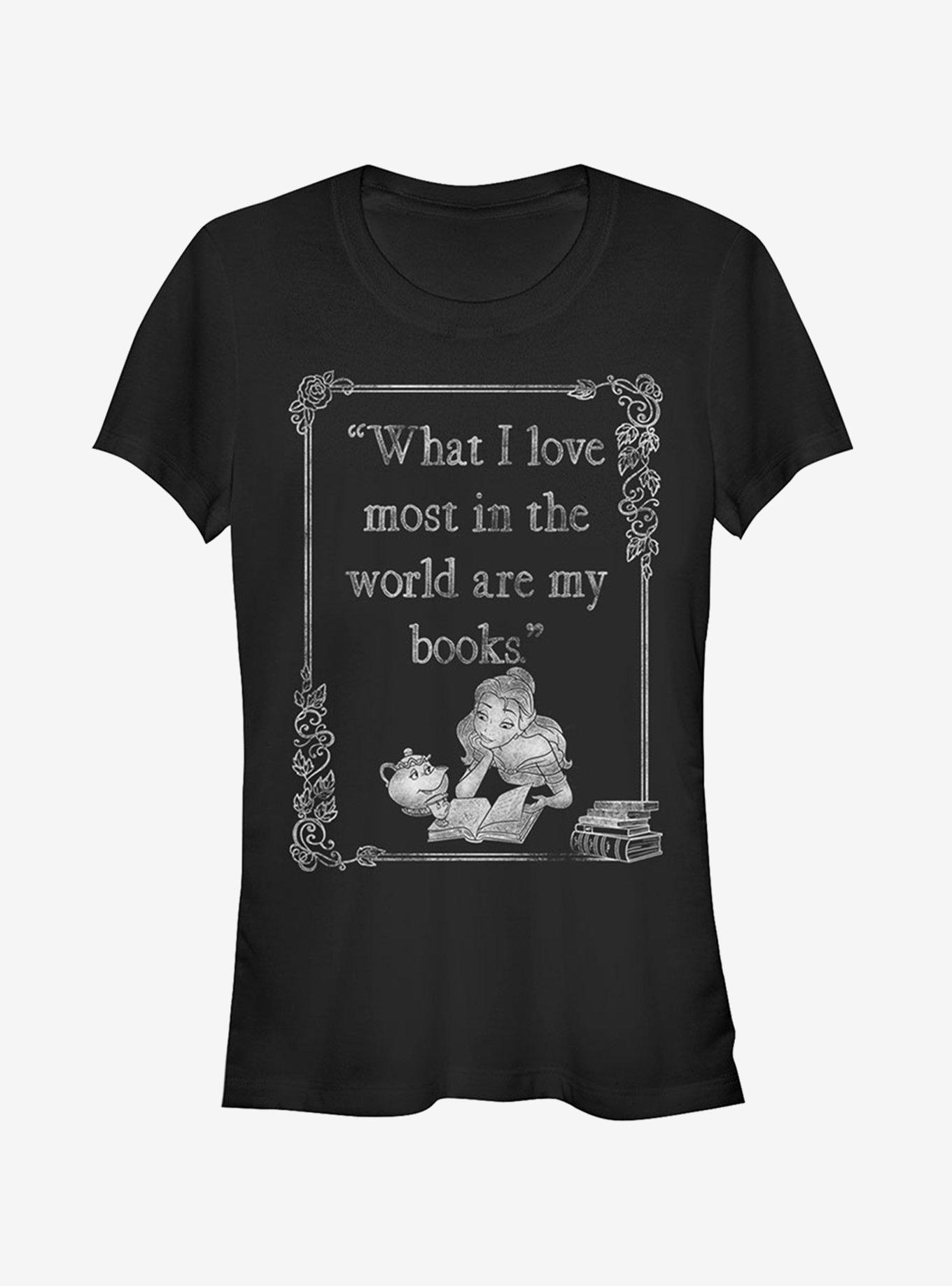 Disney Belle Loves Books Girls T-Shirt, BLACK, hi-res