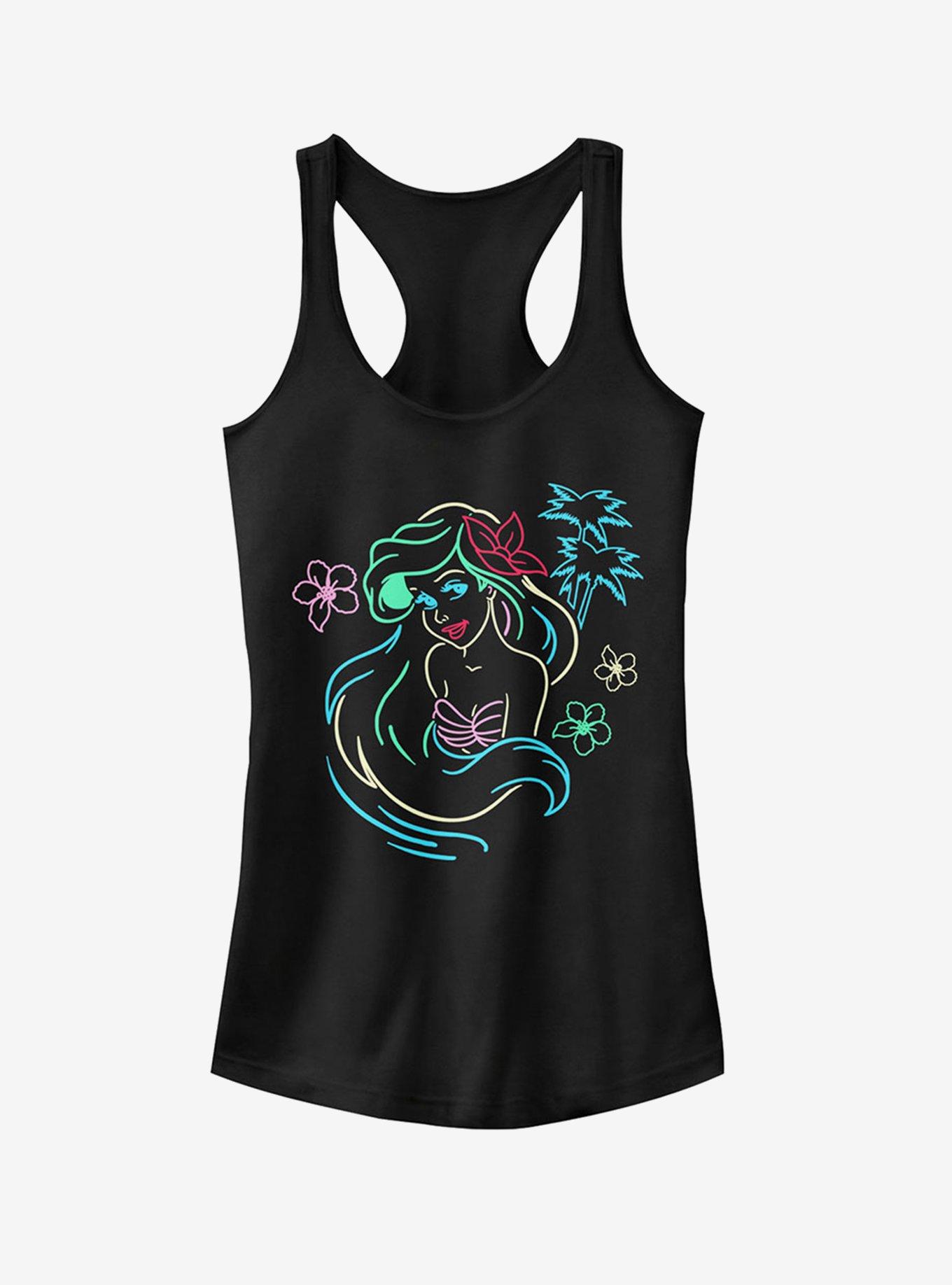 Disney Ariel Neon Light Print Girls Tank, BLACK, hi-res