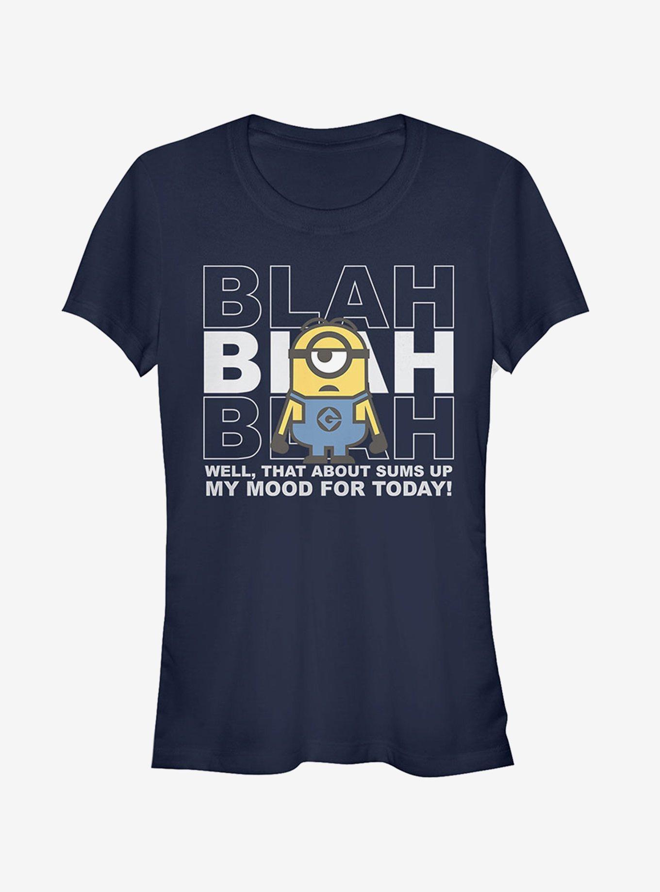 Minion Blah Mood Today Girls T-Shirt, NAVY, hi-res