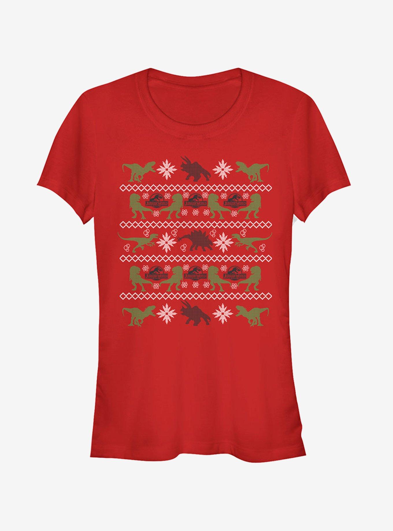 Velociraptor Ugly Christmas Sweater Girls T-Shirt, , hi-res