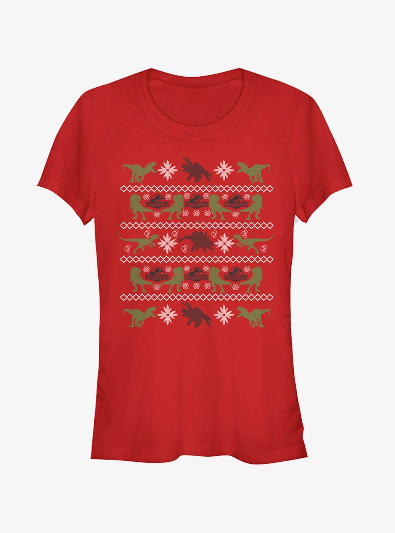 Velociraptor Ugly Christmas Sweater Girls T-Shirt, , hi-res