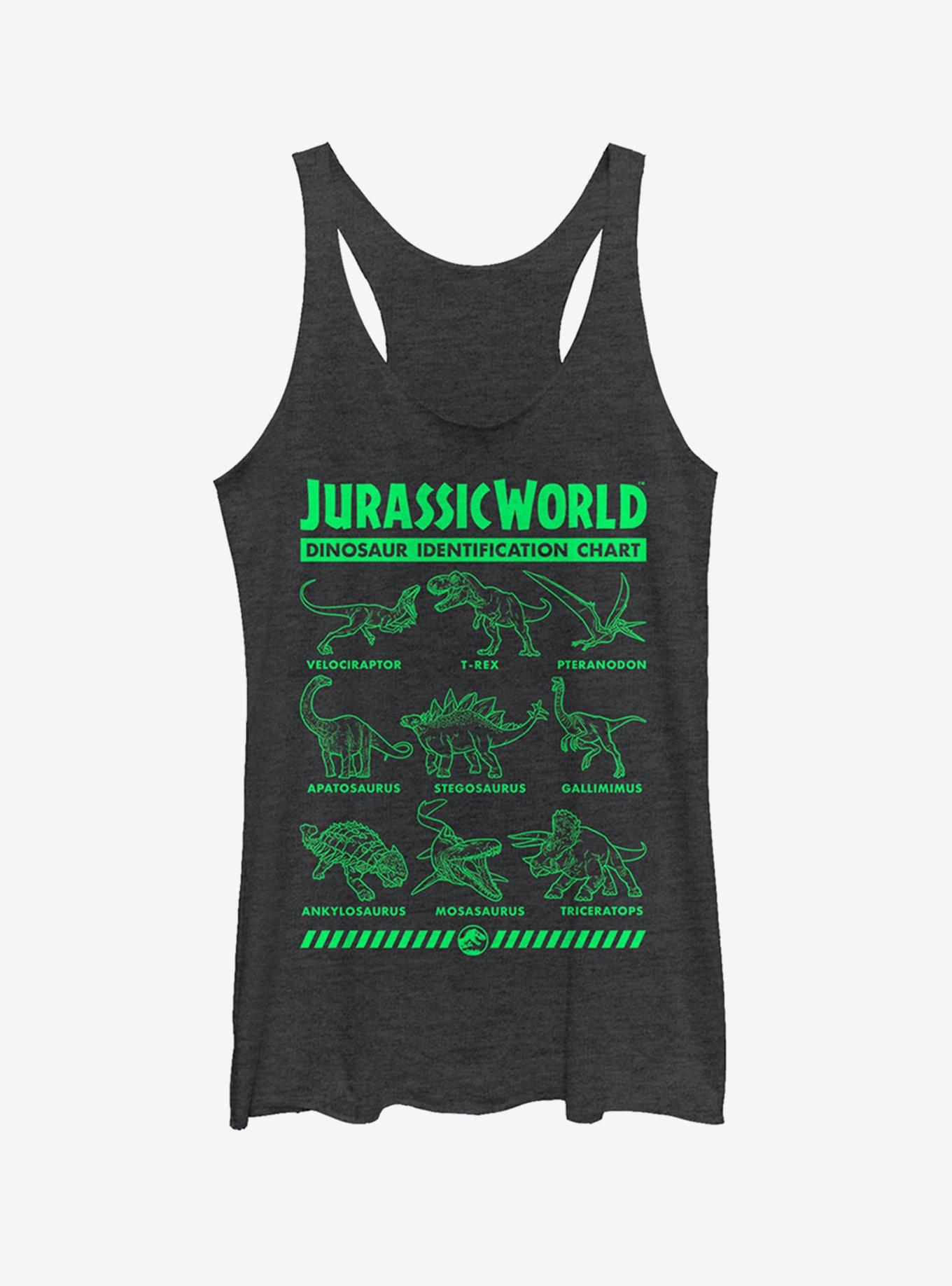 Jurassic World Fallen Kingdom Dinosaur Identification Card Girls Tank, BLK HTR, hi-res