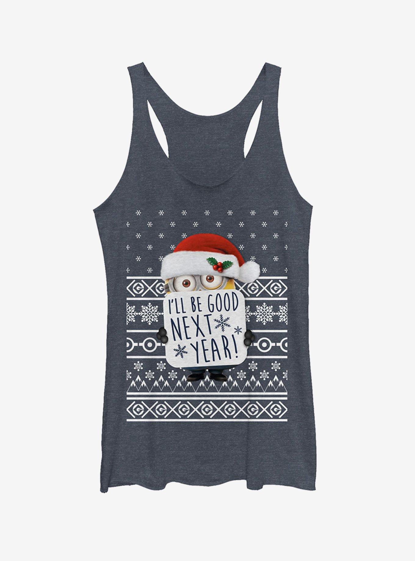 Christmas Good Minion Girls Tank, NAVY HTR, hi-res