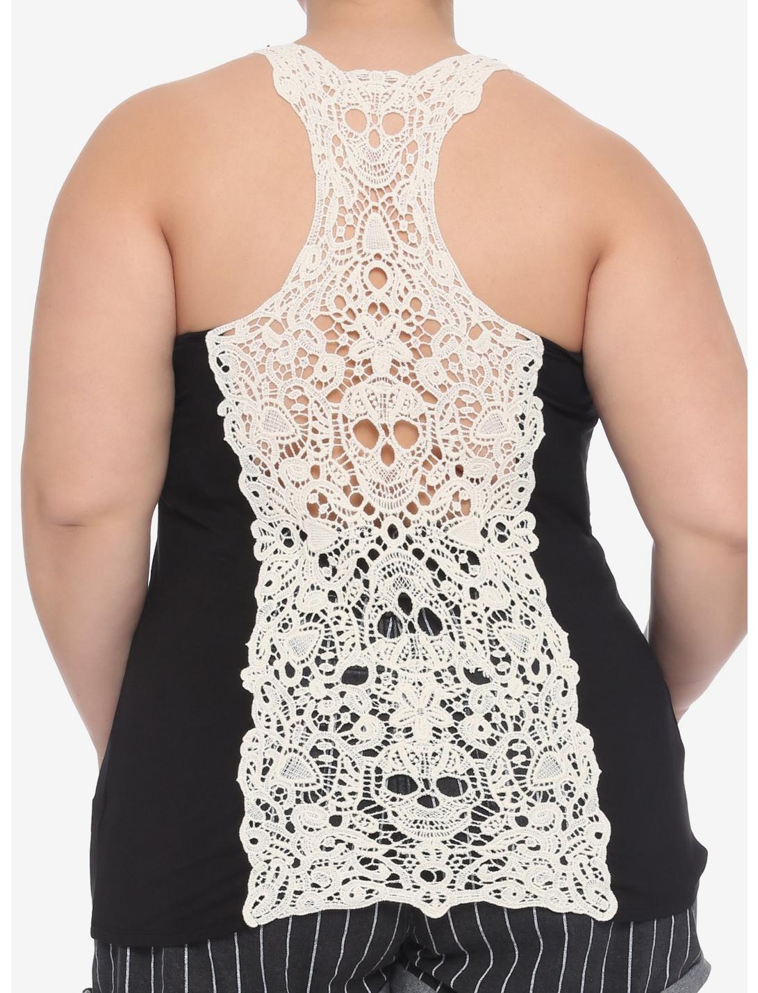 Skull Crochet Back Girls Tank Top Plus Size, BLACK, hi-res