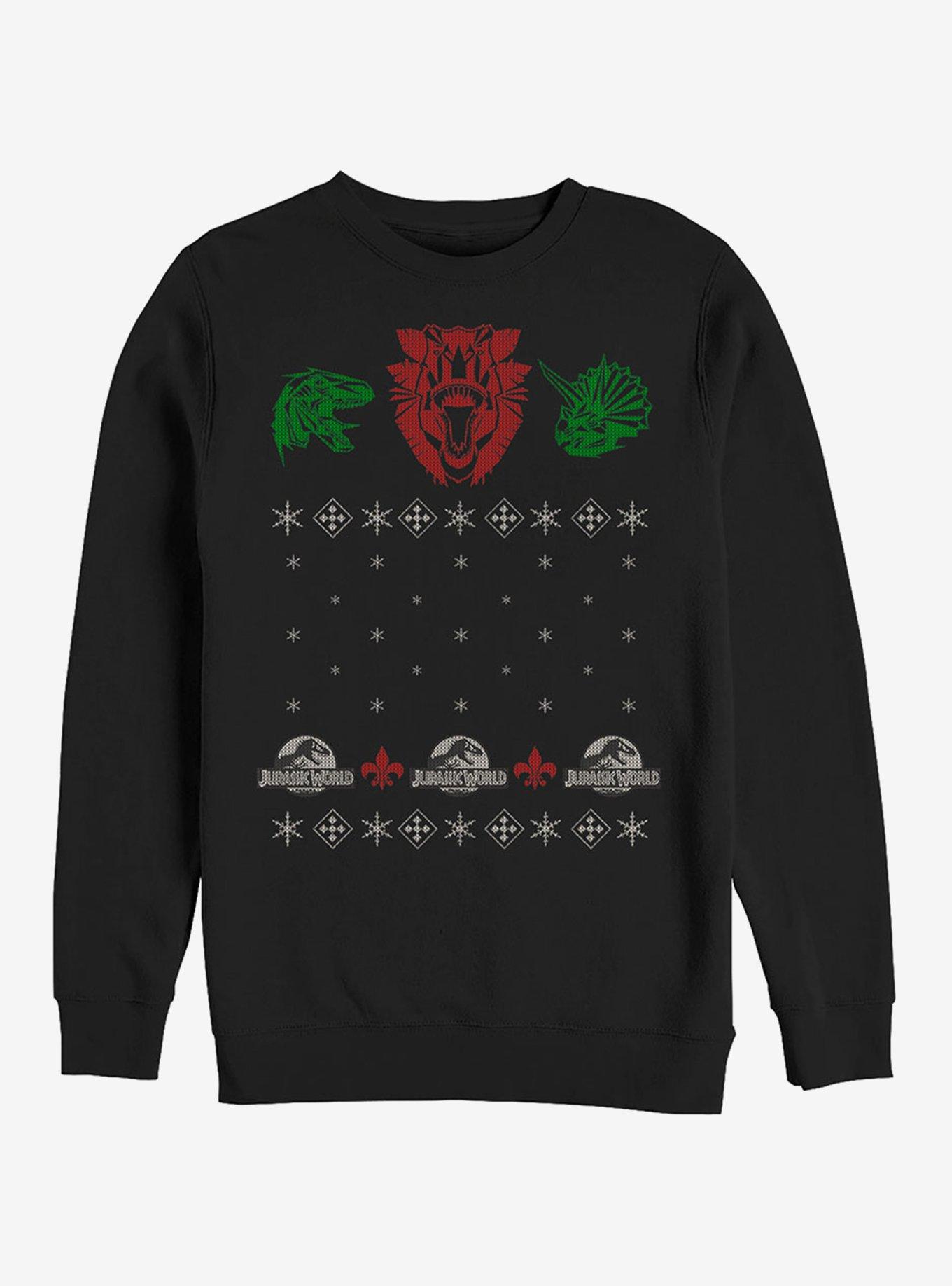Ugly Christmas Sweater Raptor Sweatshirt, BLACK, hi-res