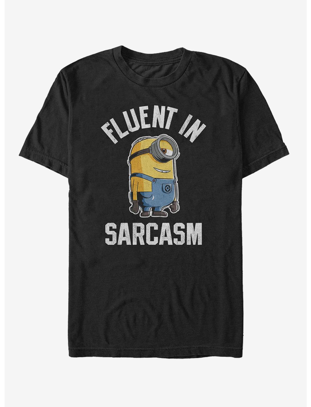 Minion Fluent in Sarcasm T-Shirt, BLACK, hi-res