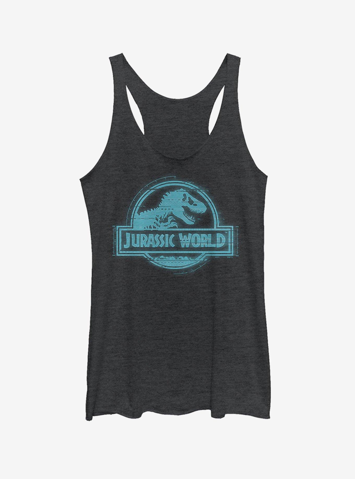 Jurassic World Fallen Kingdom Glitch Logo Girls Tank, BLK HTR, hi-res