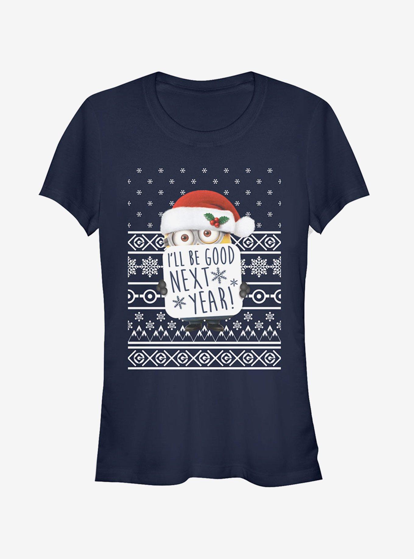 Christmas Good Minion Girls T-Shirt, NAVY, hi-res