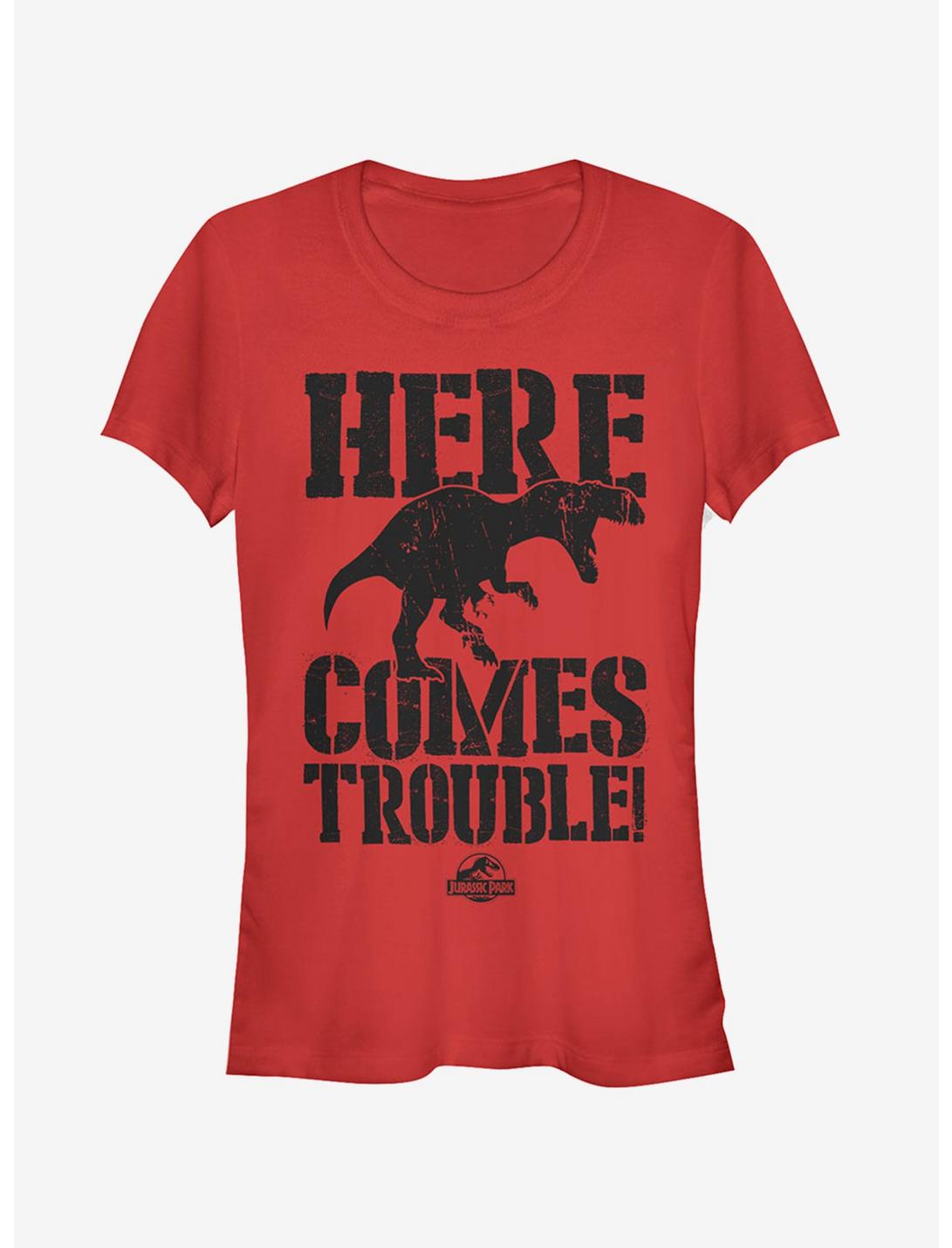 Here Comes Trouble Girls T-Shirt, RED, hi-res