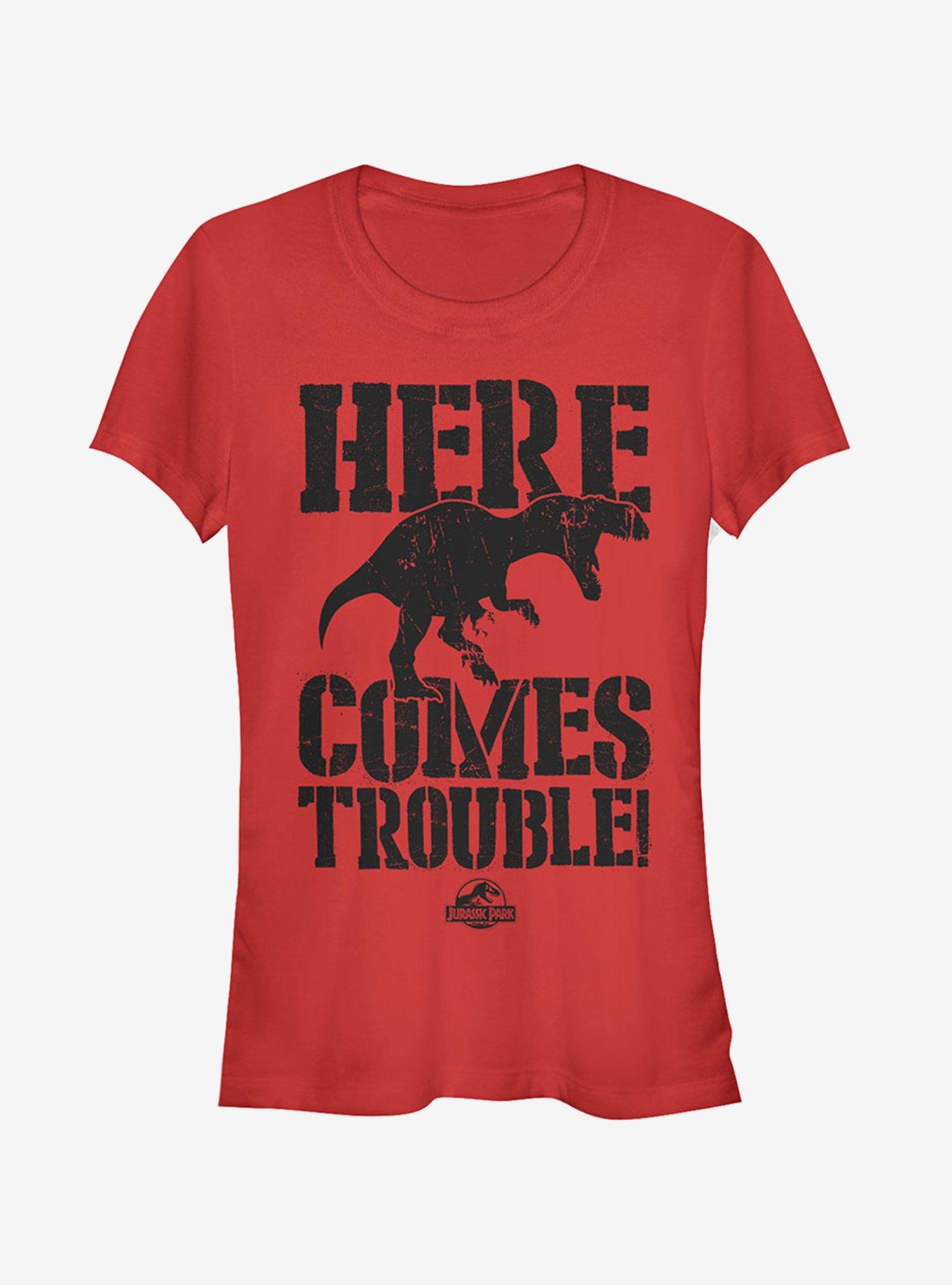 Here Comes Trouble Girls T-Shirt, RED, hi-res