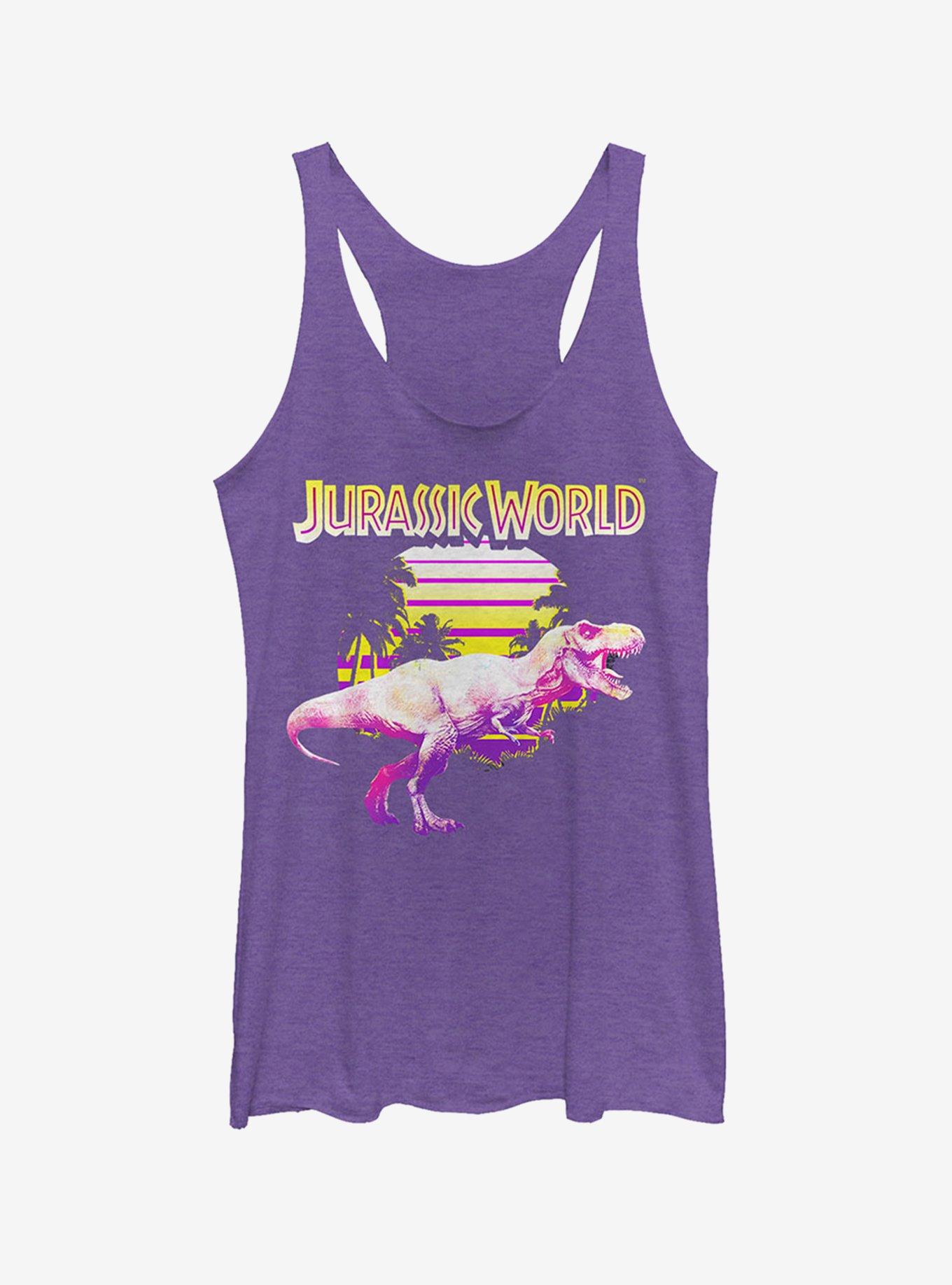 Retro T. Rex Sunset Girls Tank, PUR HTR, hi-res