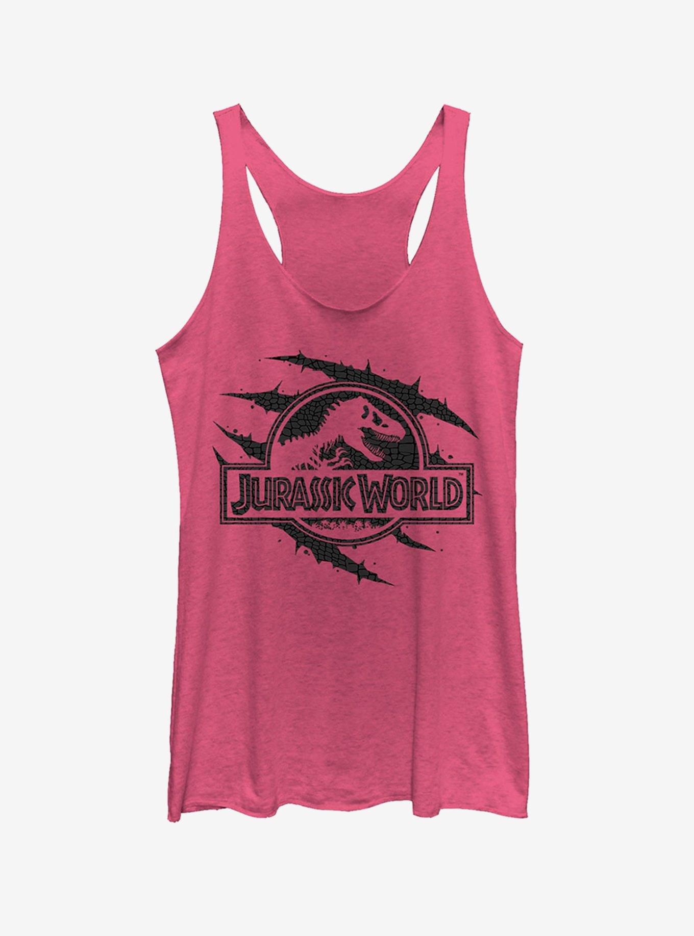 Jurassic World Fallen Kingdom Logo Scales Slash Girls Tank, PINK HTR, hi-res