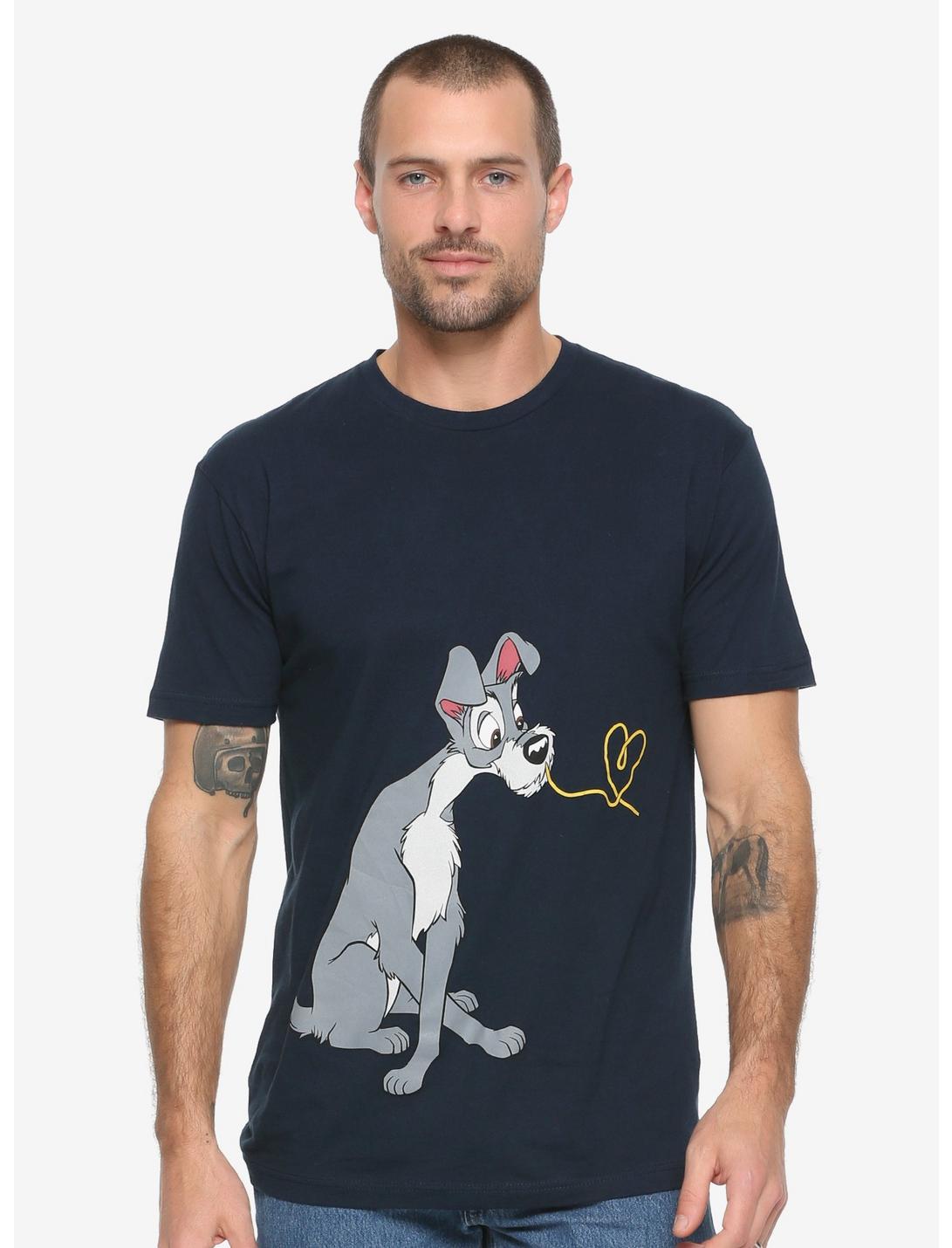 Disney Lady And The Tramp Tramp Heart Noodle T-Shirt - BoxLunch Exclusive, BLUE, hi-res