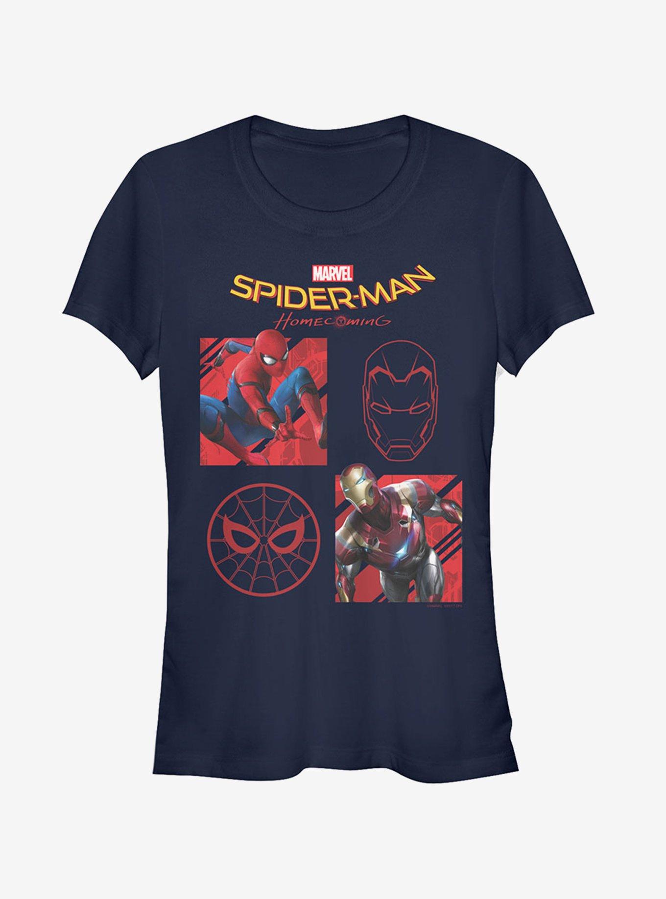 Marvel Spider-Man Homecoming Four Square Girls T-Shirt, NAVY, hi-res