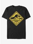 Dinosaur Crossing Sign T-Shirt, BLACK, hi-res