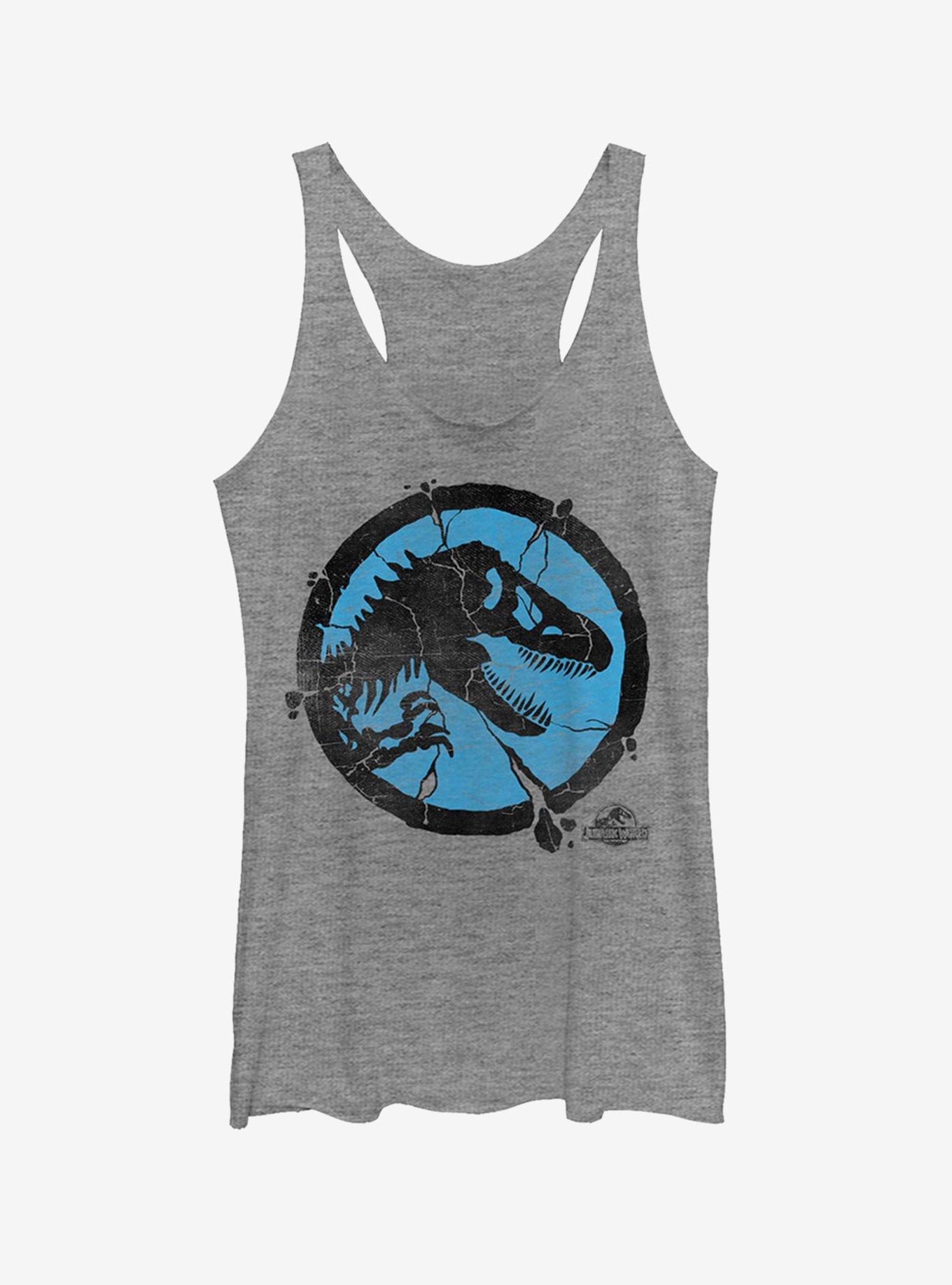 Cracked T. Rex Logo Girls Tank, GRAY HTR, hi-res