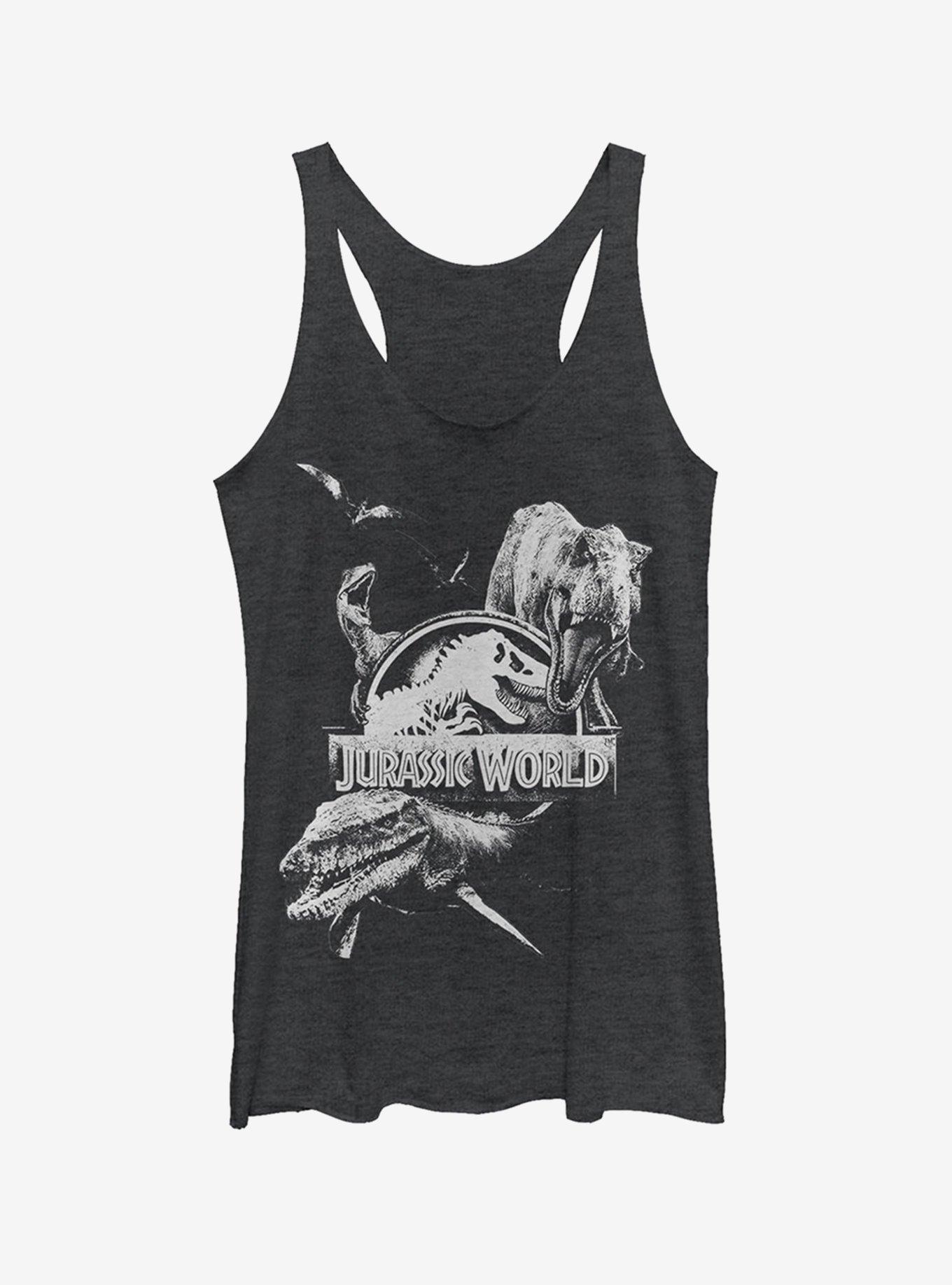 Jurassic World Fallen Kingdom Logo Attack Girls Tank, BLK HTR, hi-res