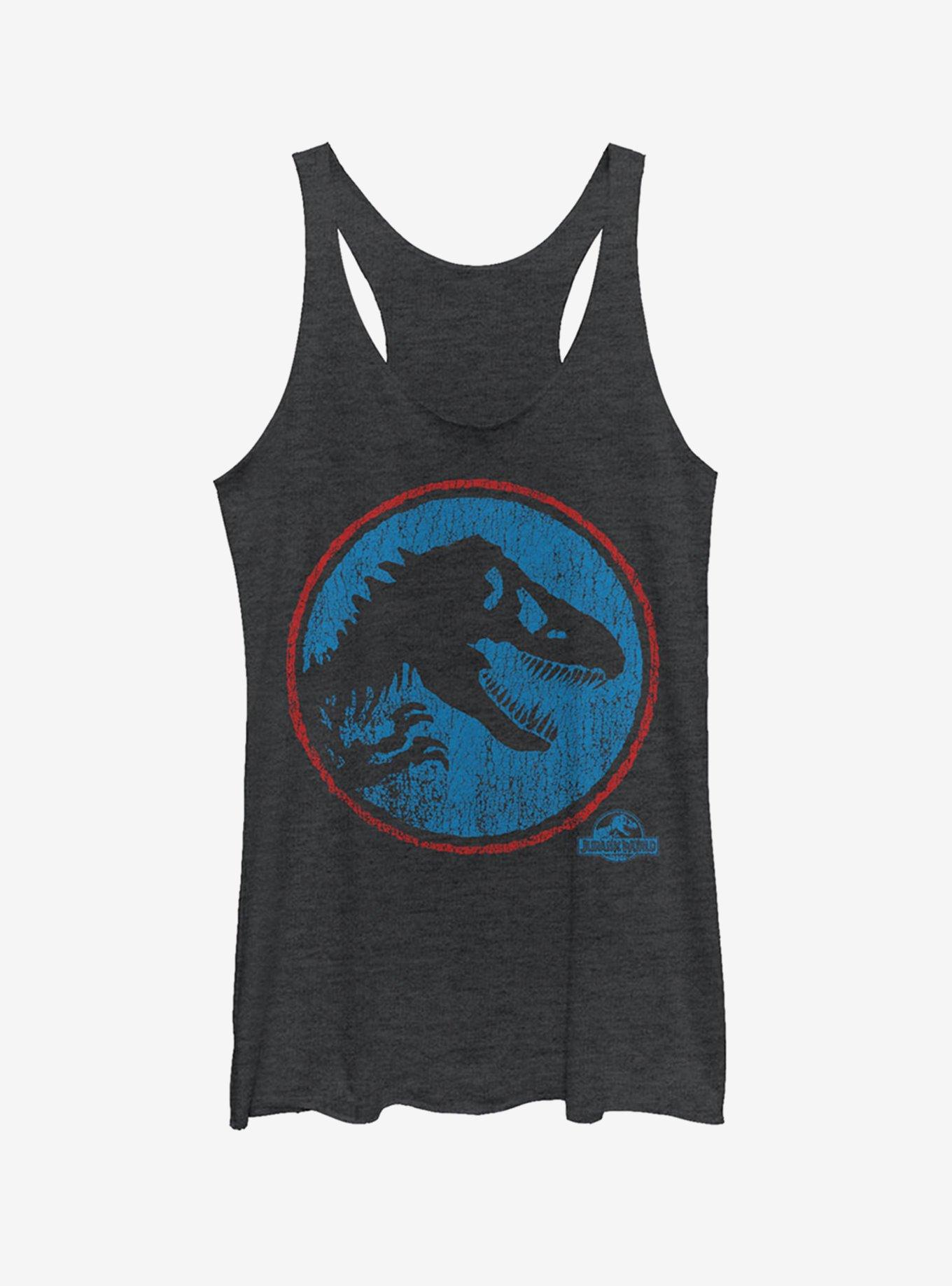 Retro T. Rex Circle Girls Tank, BLK HTR, hi-res