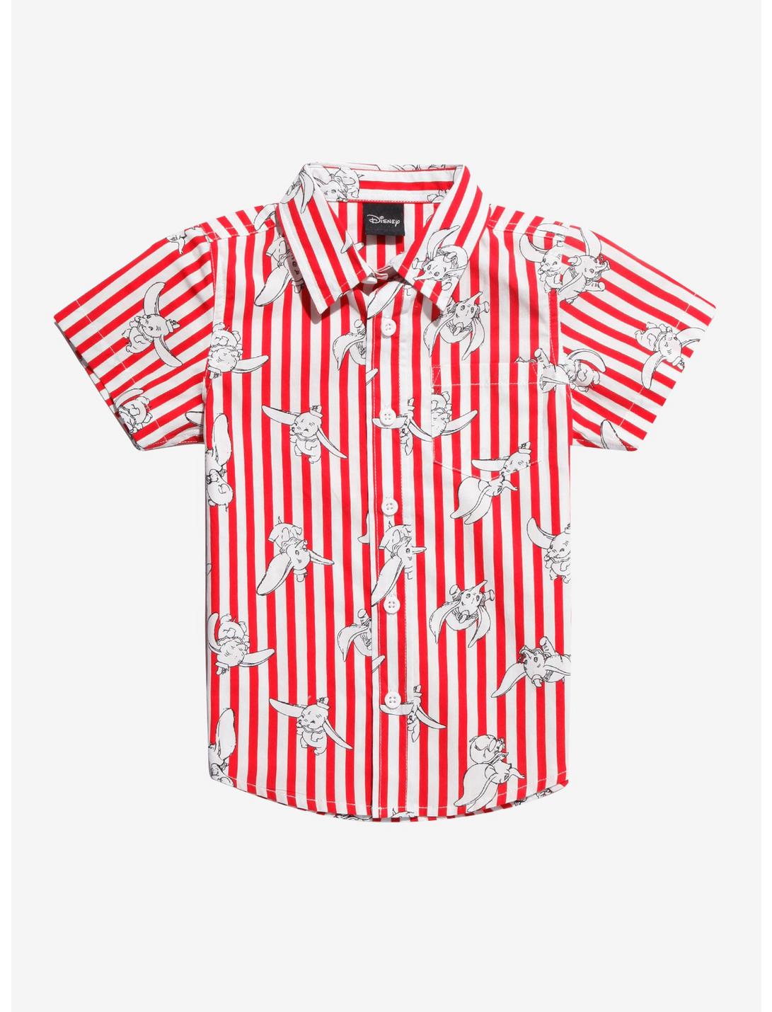 Disney Dumbo Allover Print Striped Woven Toddler Button-Up - BoxLunch Exclusive, RED, hi-res
